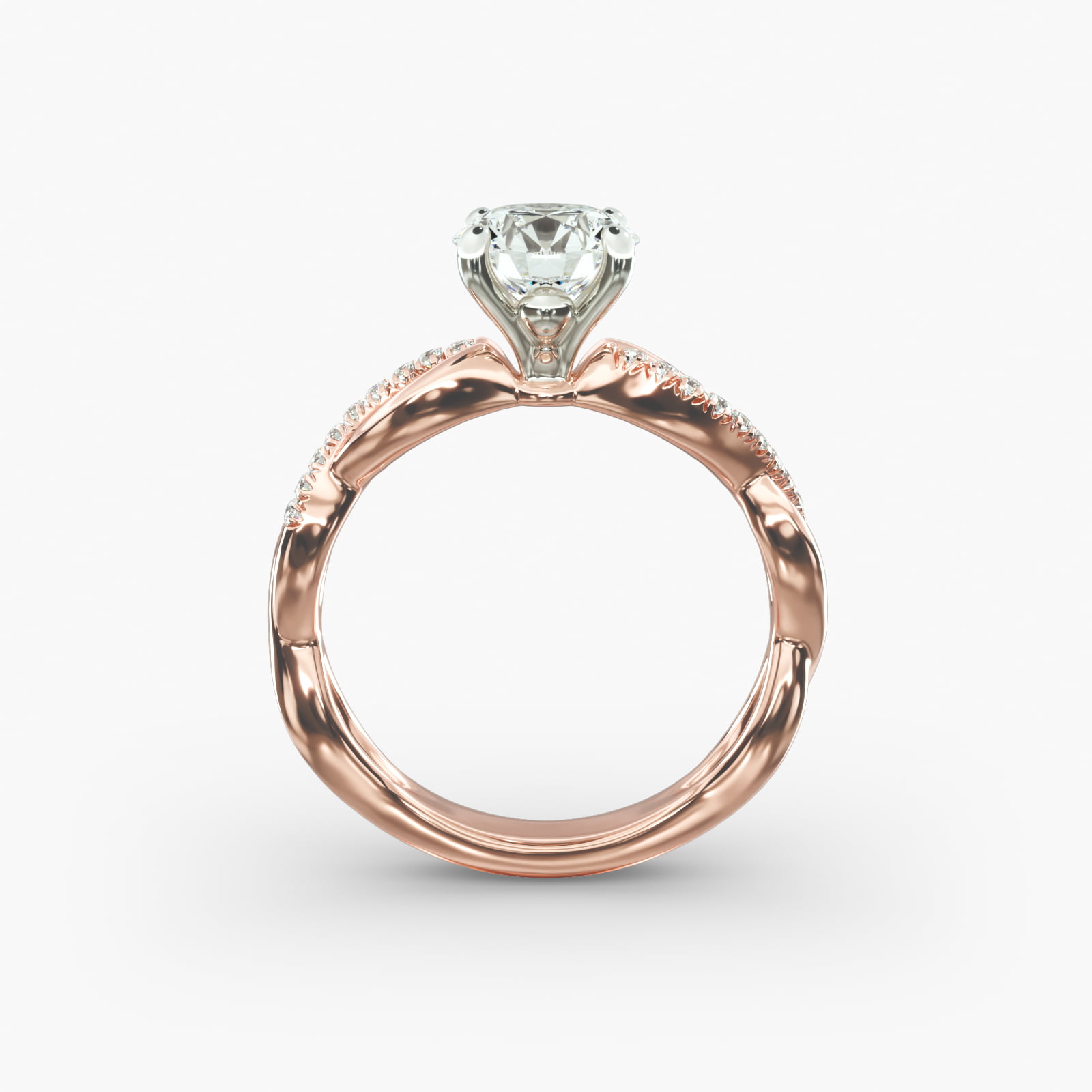 Solo Infinity Diamond Pavé Engagement Ring In 14K Rose Gold