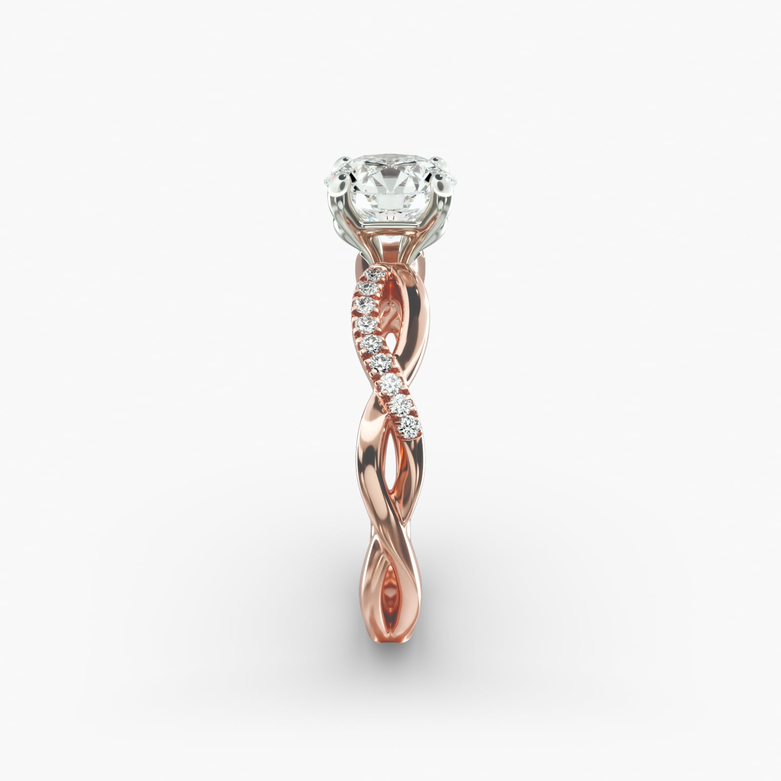 Solo Infinity Diamond Pavé Engagement Ring In 14K Rose Gold