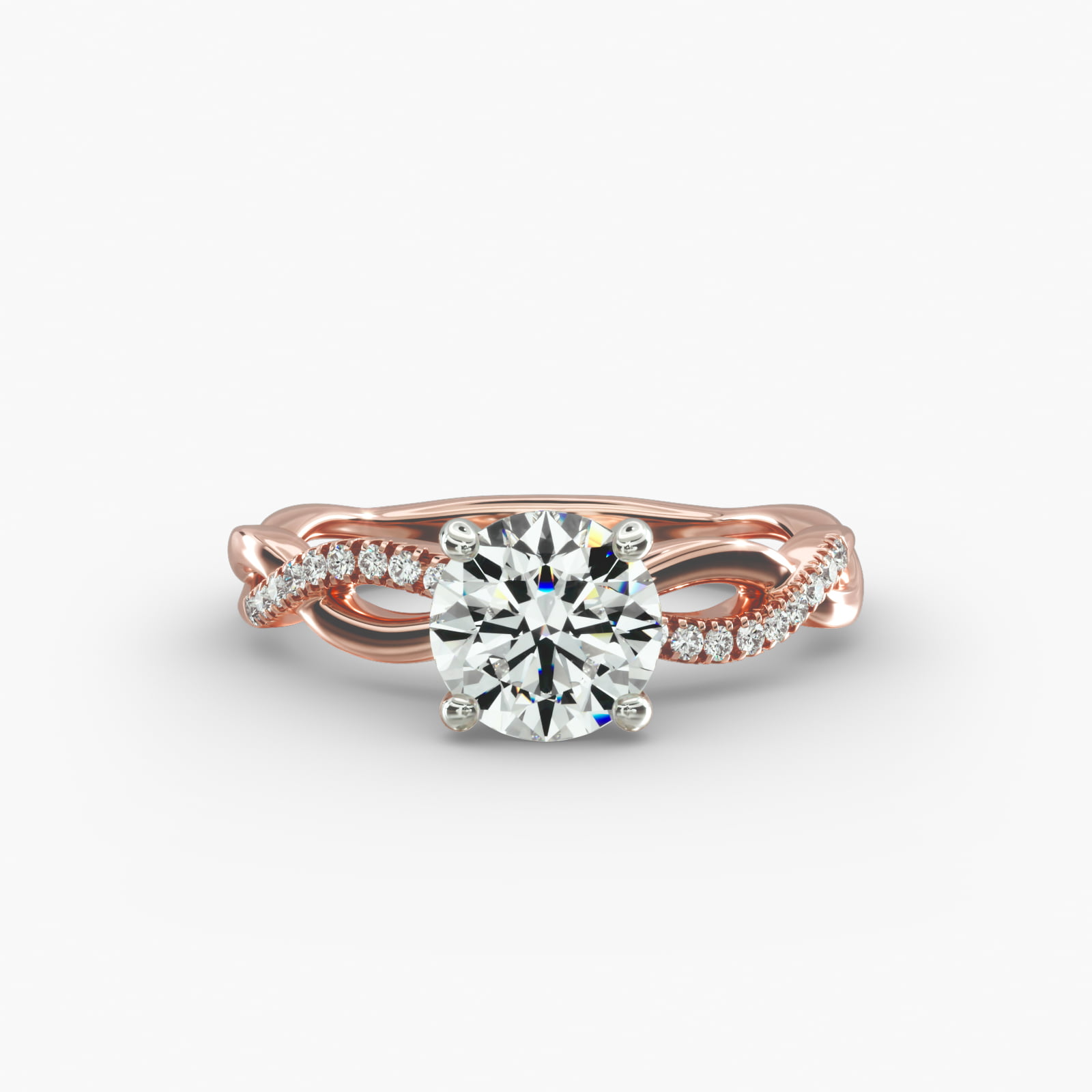 Solo Infinity Diamond Pavé Engagement Ring In 14K Rose Gold