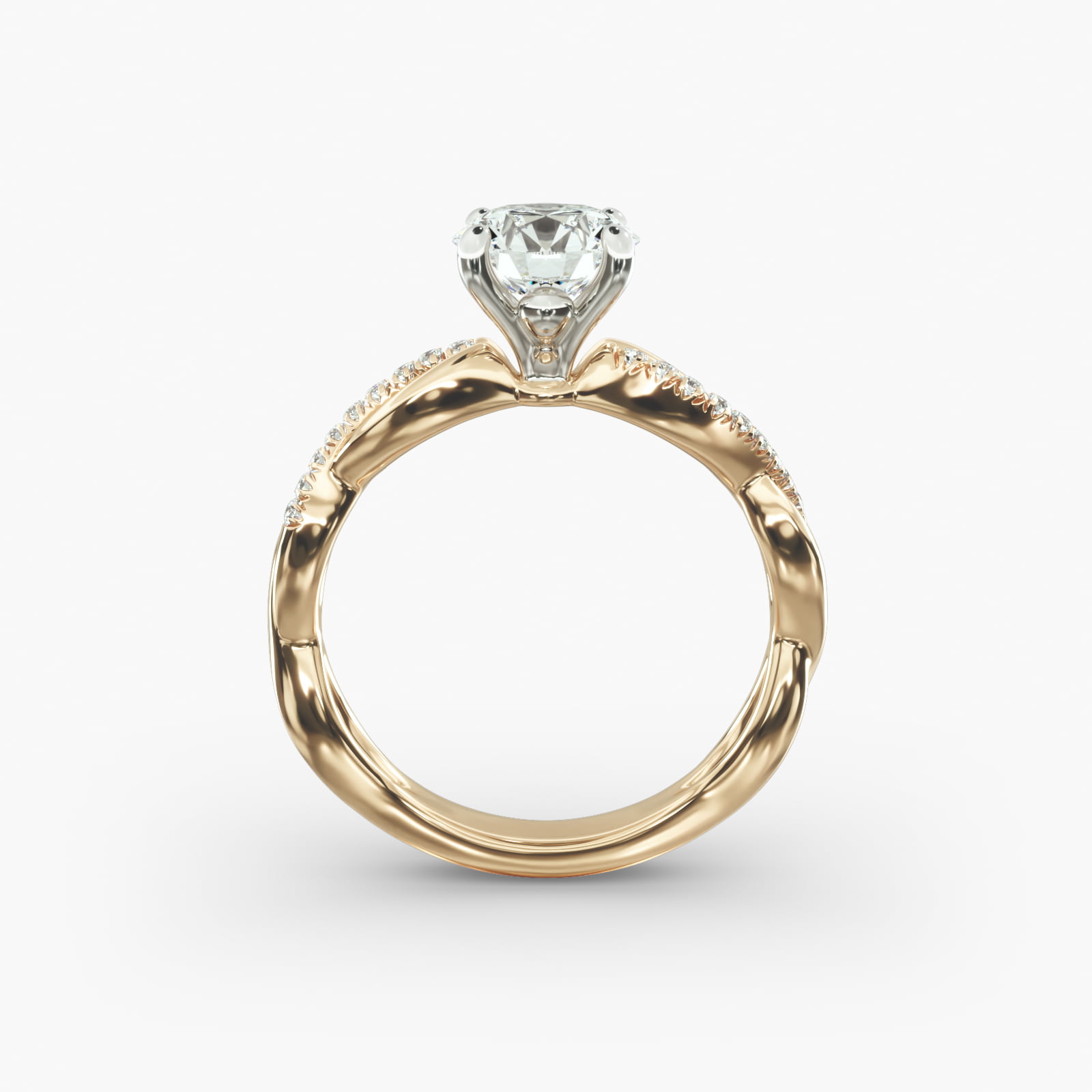 Solo Infinity Diamond Pavé Engagement Ring In 18K Yellow Gold