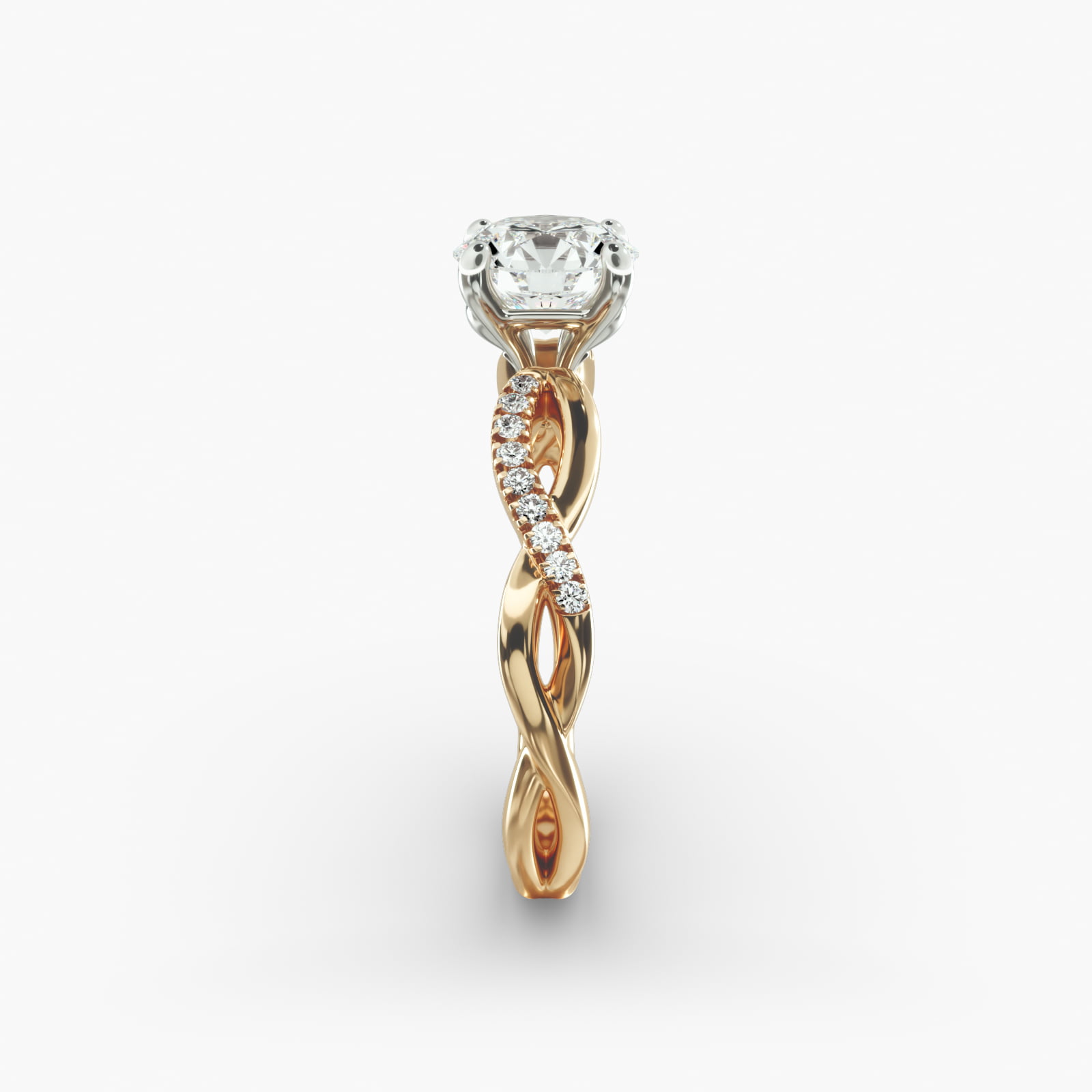 Solo Infinity Diamond Pavé Engagement Ring In 18K Yellow Gold