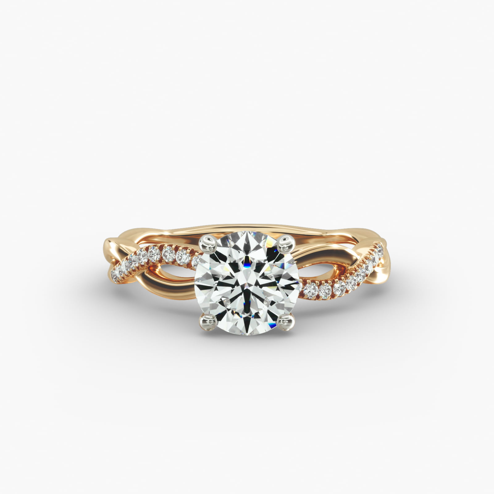 Solo Infinity Diamond Pavé Engagement Ring In 18K Yellow Gold