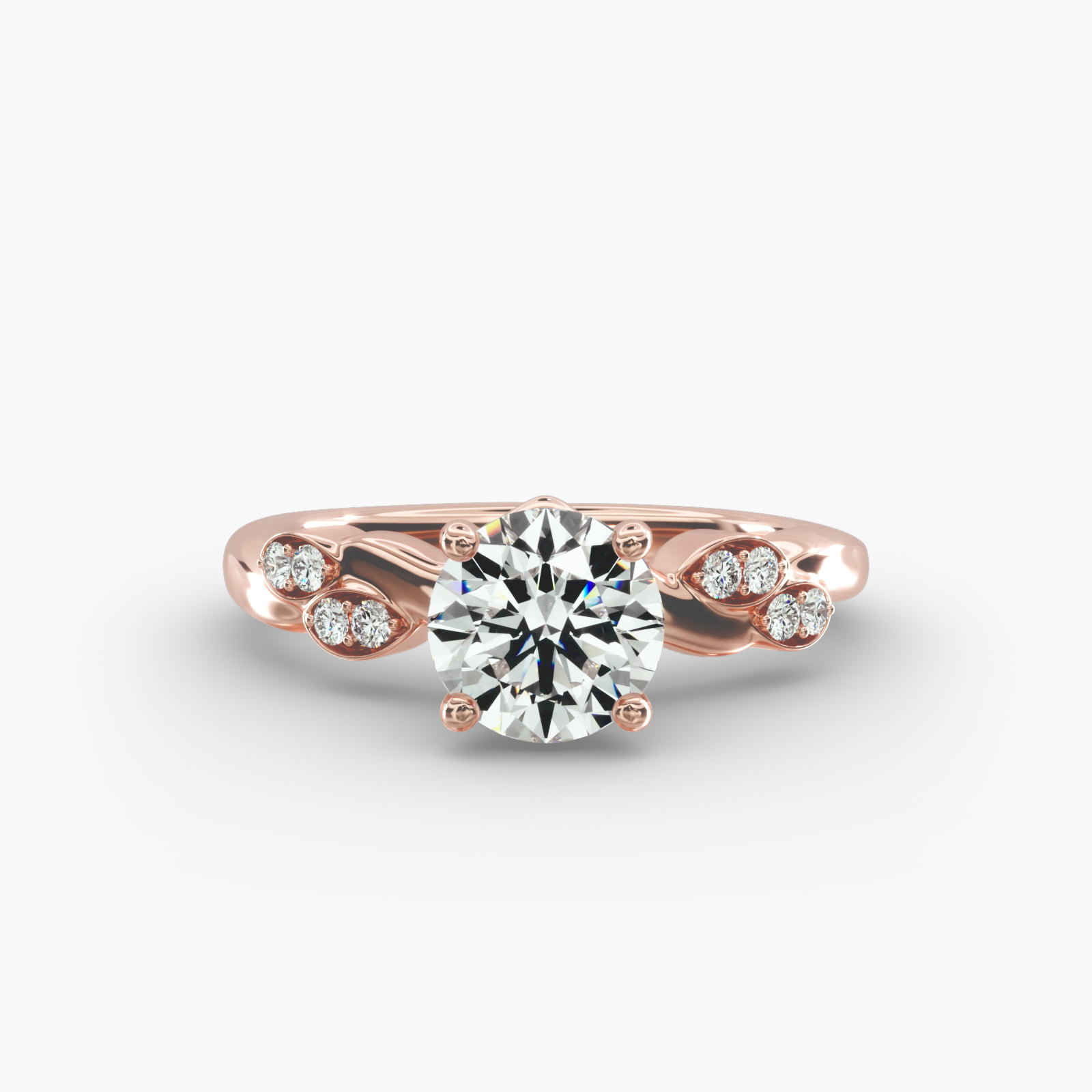 Twisted Vine Side Stone Diamond Engagement Ring In 14K Rose Gold