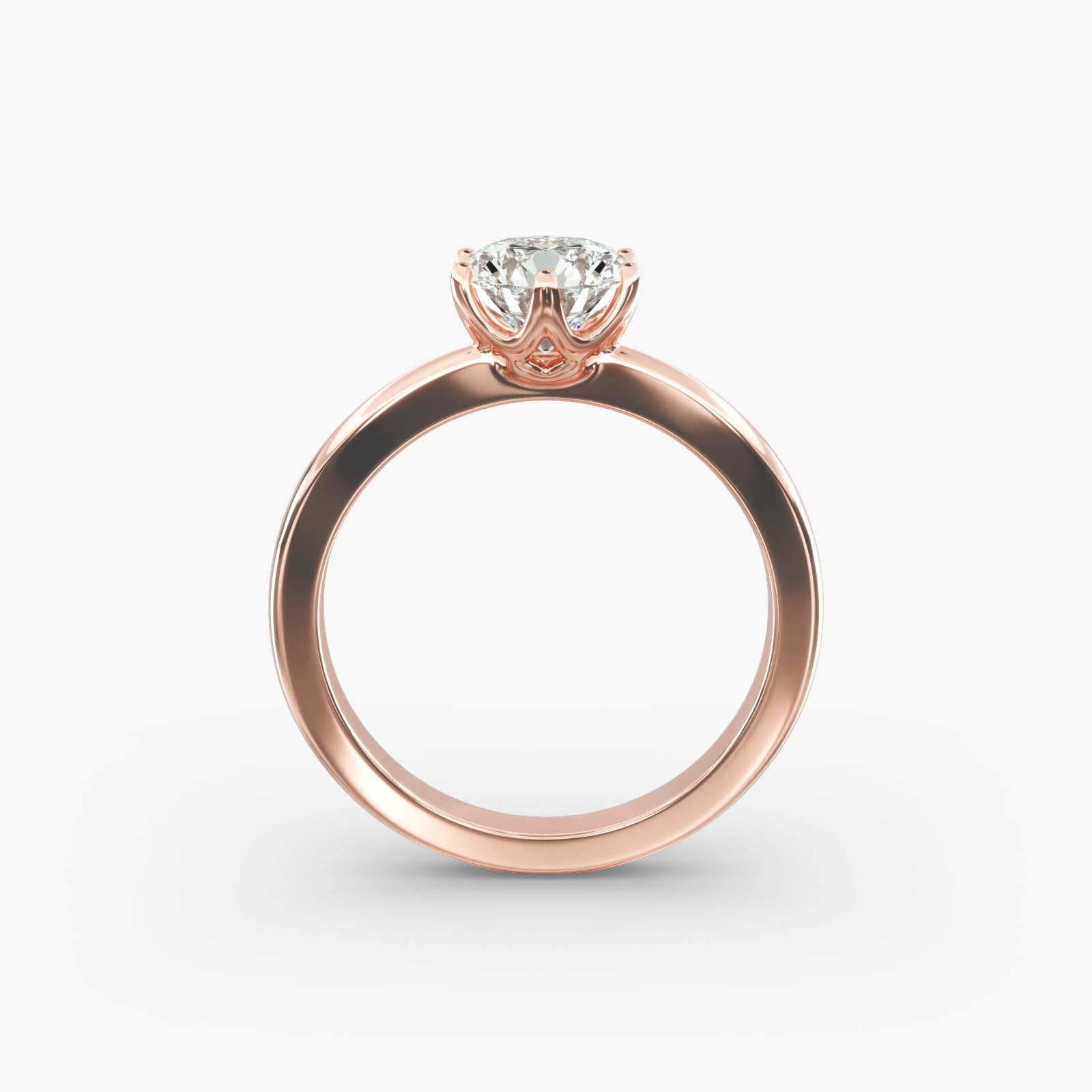 Crown Solitaire Engagement Ring In 14K Rose Gold