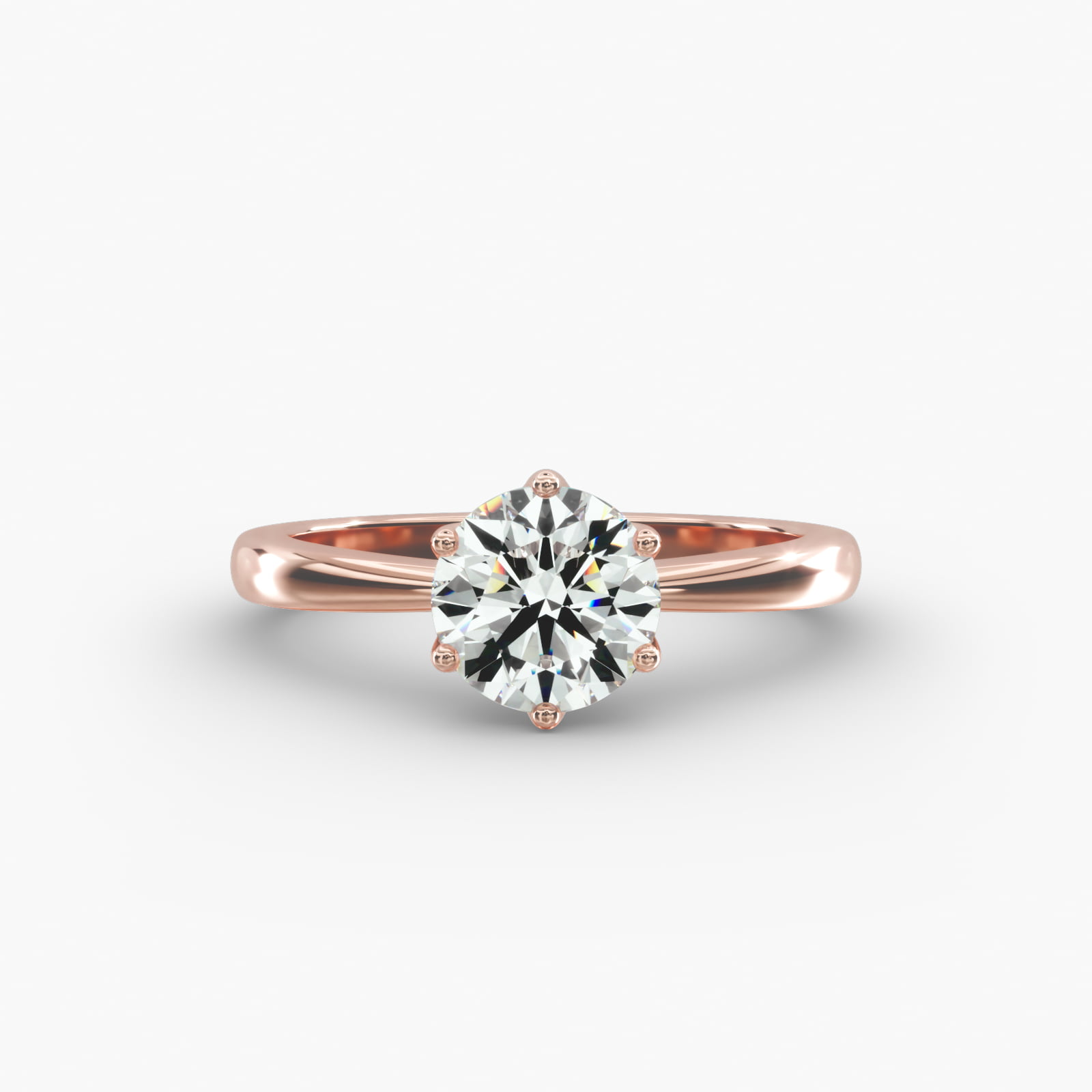 Crown Solitaire Engagement Ring In 14K Rose Gold