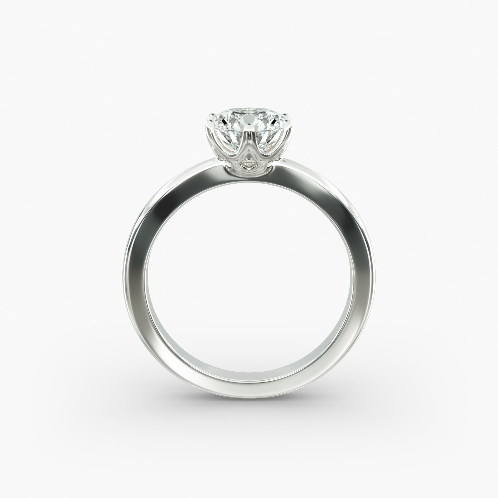 Crown Solitaire Engagement Ring In 14K White Gold