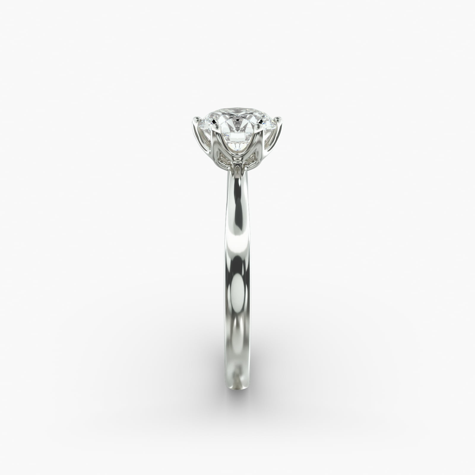 Crown Solitaire Engagement Ring In 14K White Gold