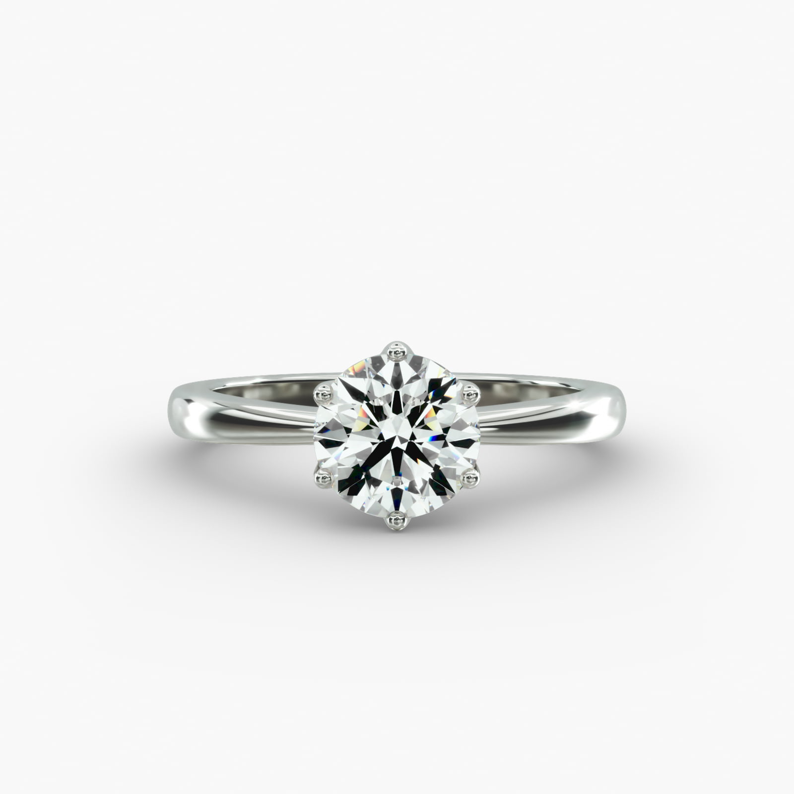 Crown Solitaire Engagement Ring In 14K White Gold