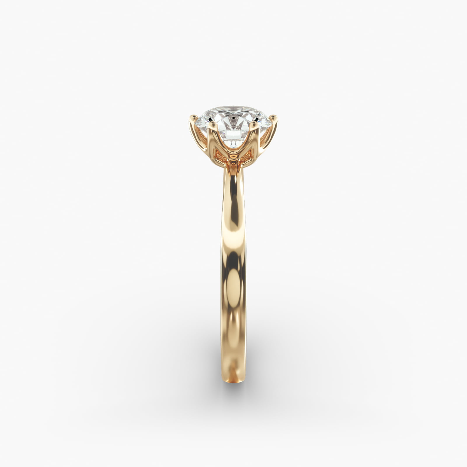 Crown Solitaire Engagement Ring In 14K Yellow Gold