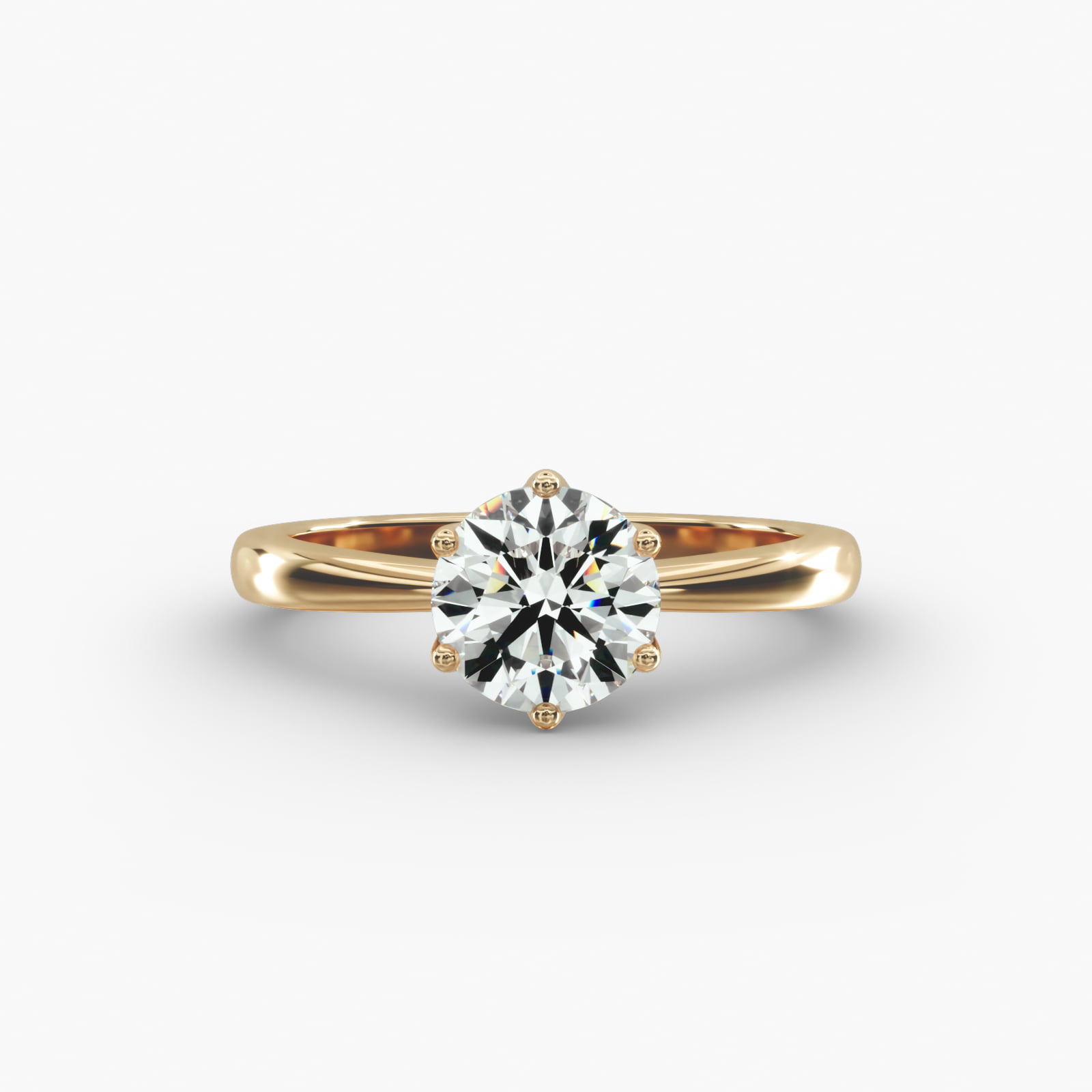 Crown Solitaire Engagement Ring In 14K Yellow Gold
