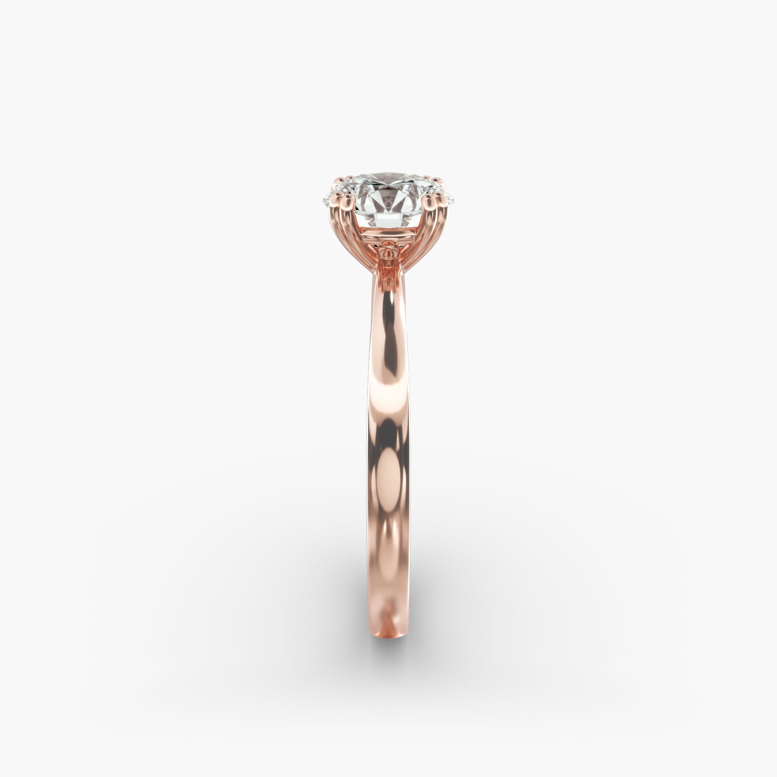 Split Prong Solitaire Engagement Ring In 14K Rose Gold