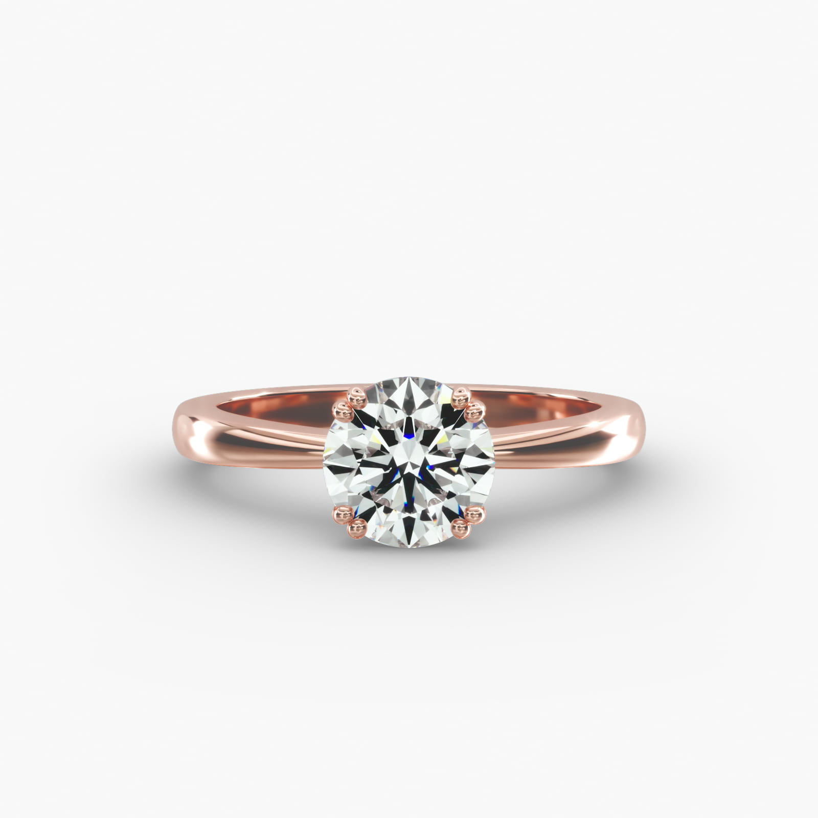 Split Prong Solitaire Engagement Ring In 14K Rose Gold