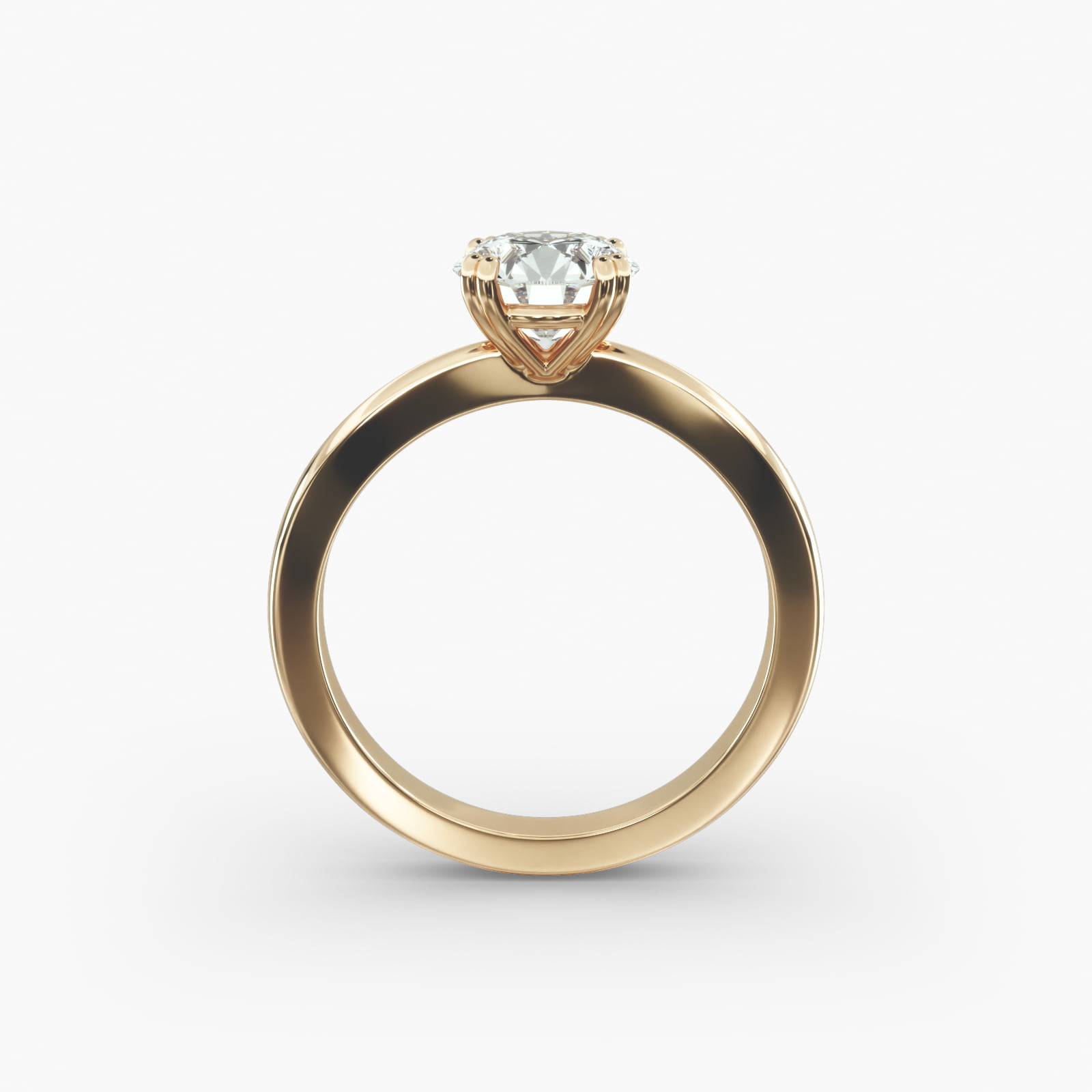 Split Prong Solitaire Engagement Ring In 14K Yellow Gold