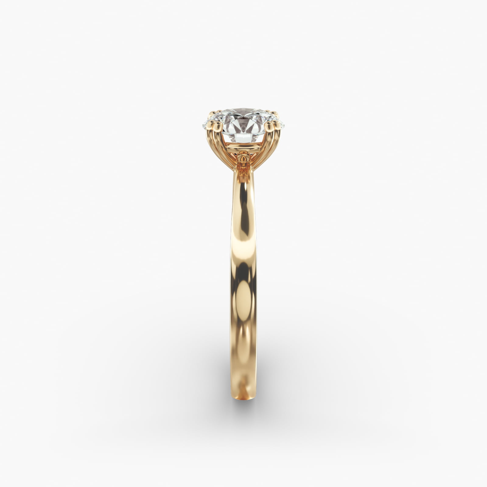 Split Prong Solitaire Engagement Ring In 14K Yellow Gold