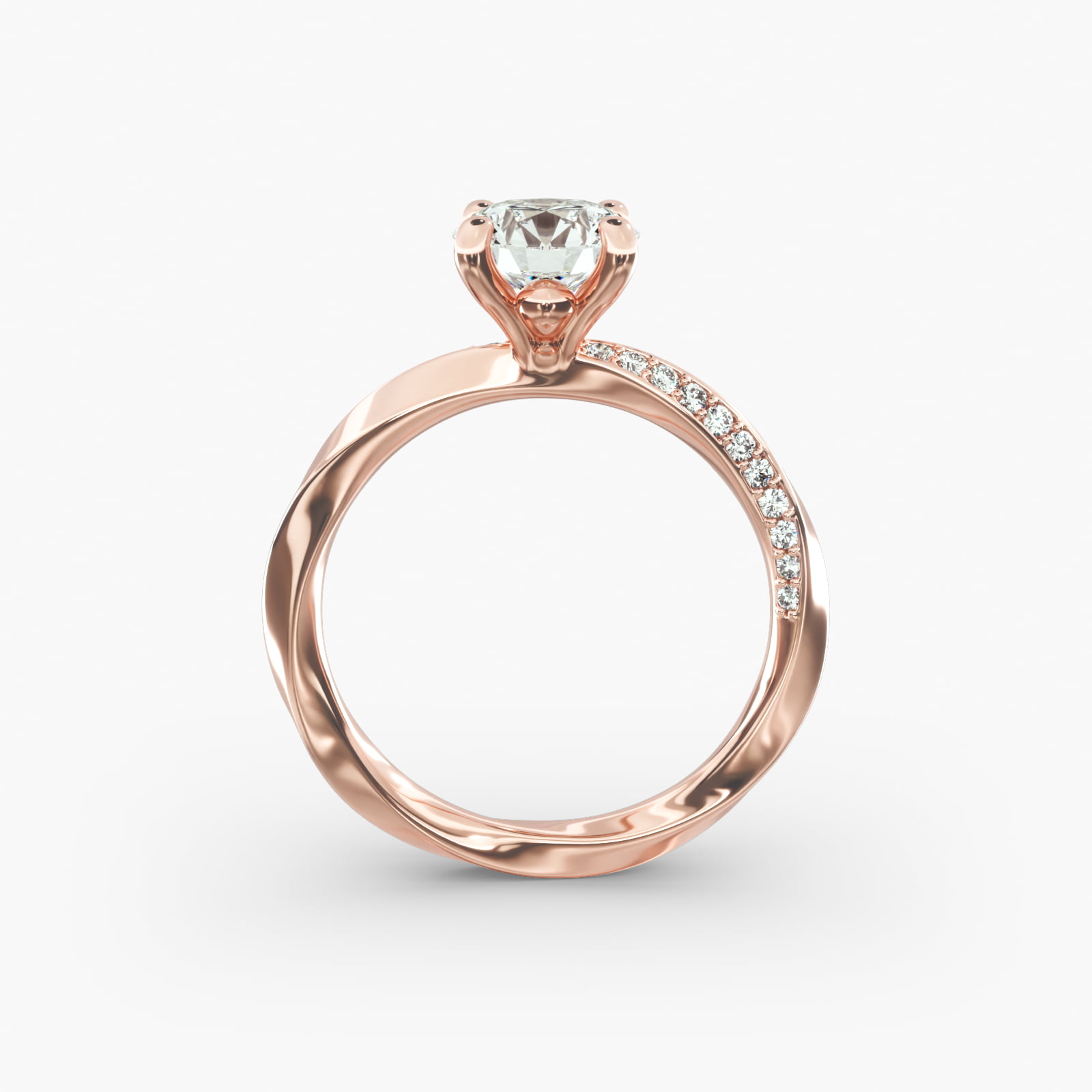 Helix Pavé Diamond Engagement Ring In 14K Rose Gold