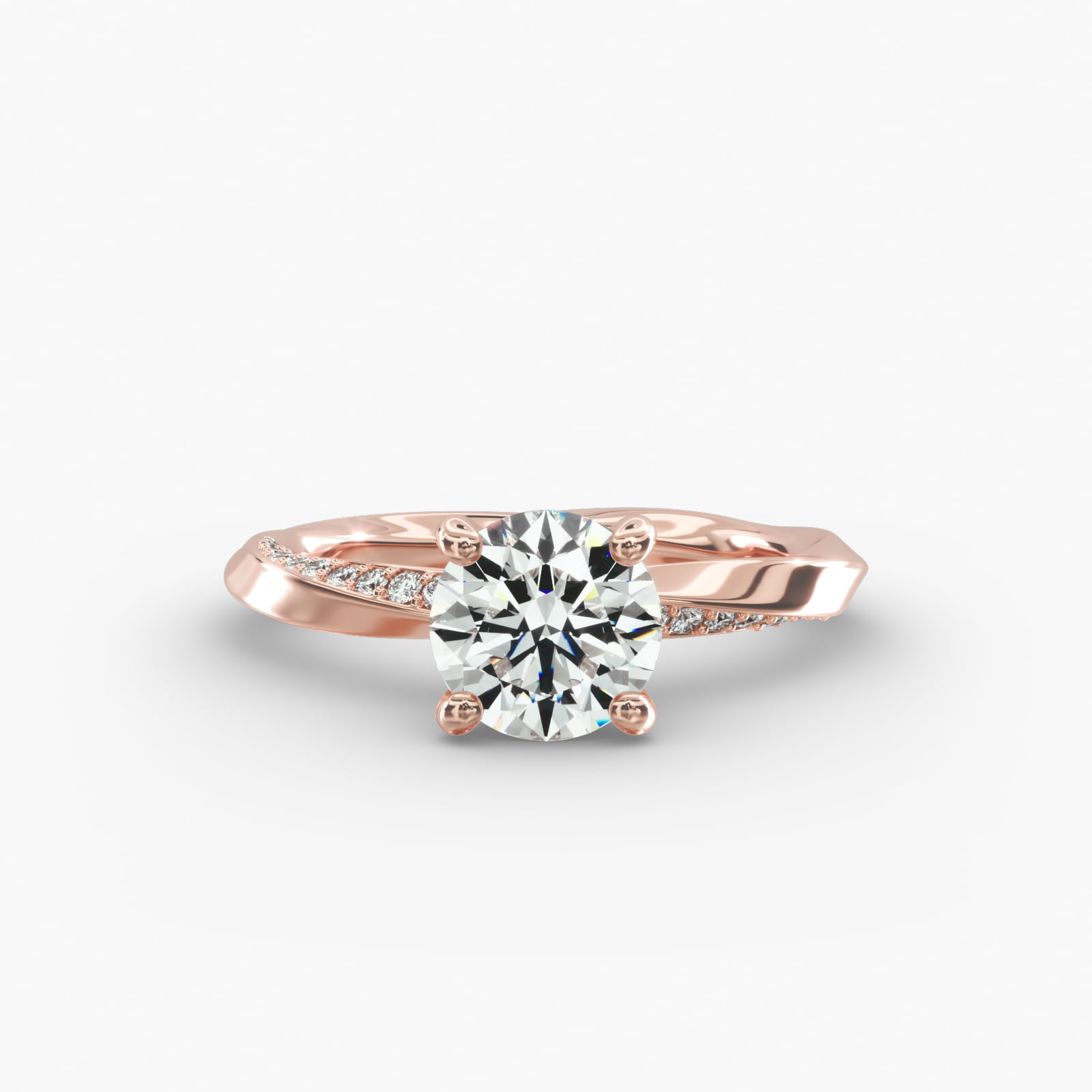 Helix Pavé Diamond Engagement Ring In 14K Rose Gold