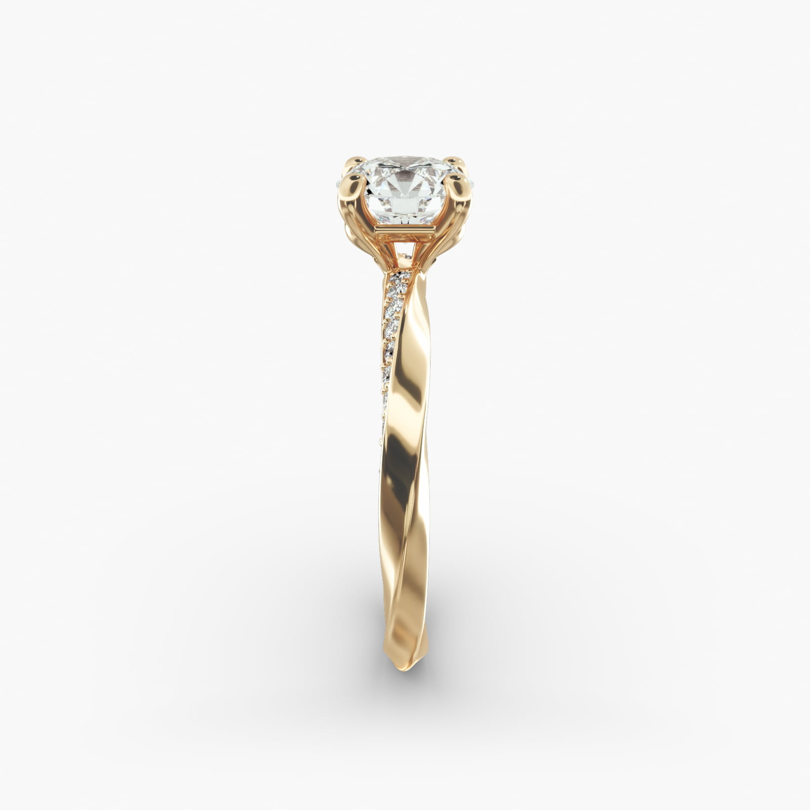 Helix Pavé Diamond Engagement Ring In 14K Yellow Gold