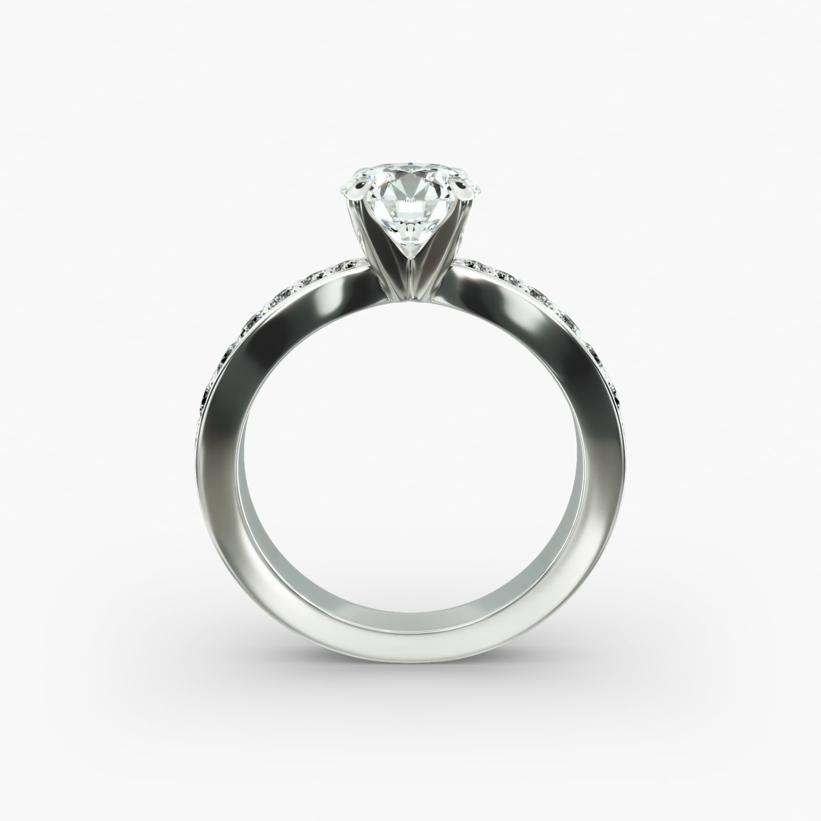 Perfect Pavé Diamond Engagement Ring In 14K White Gold