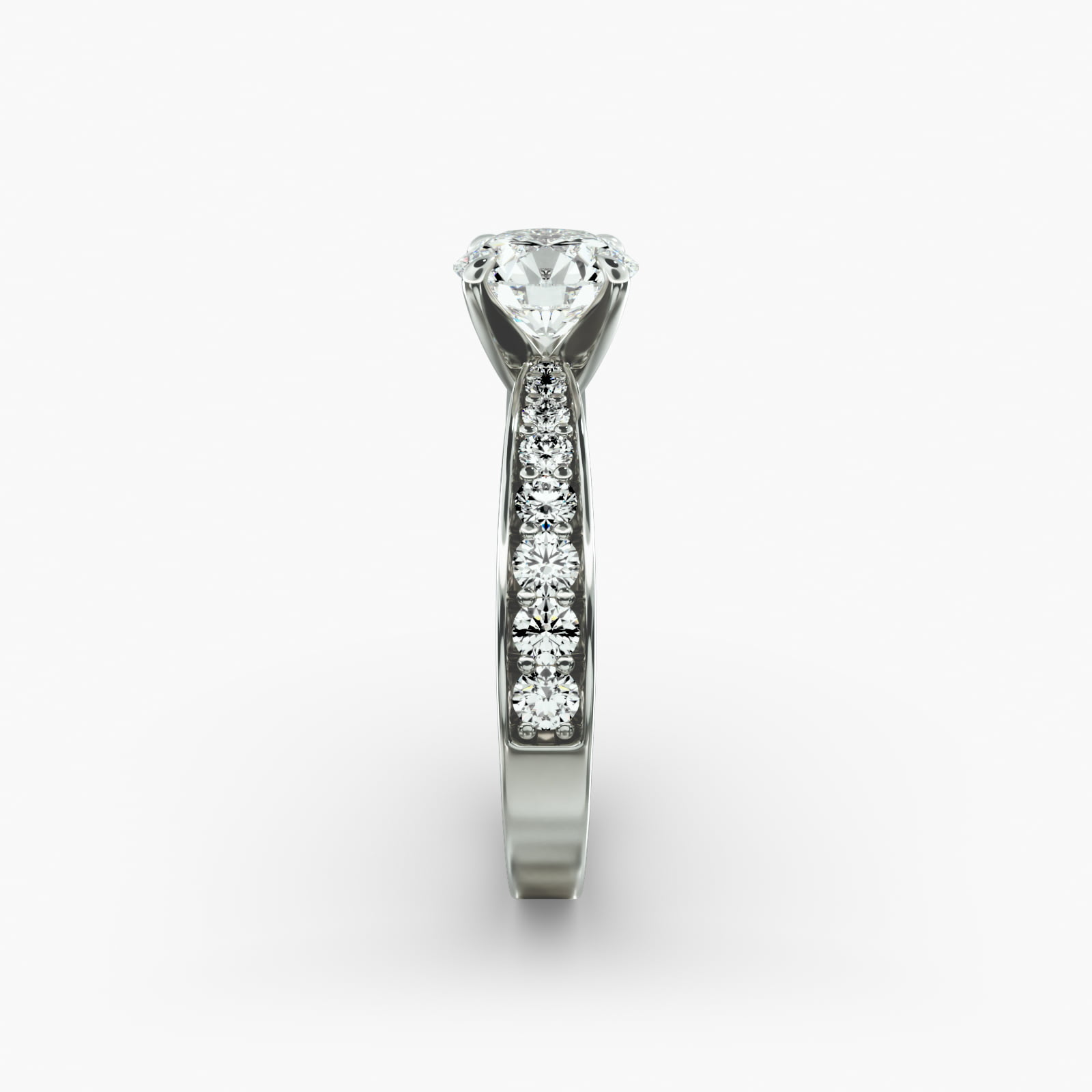 Perfect Pavé Diamond Engagement Ring In 14K White Gold