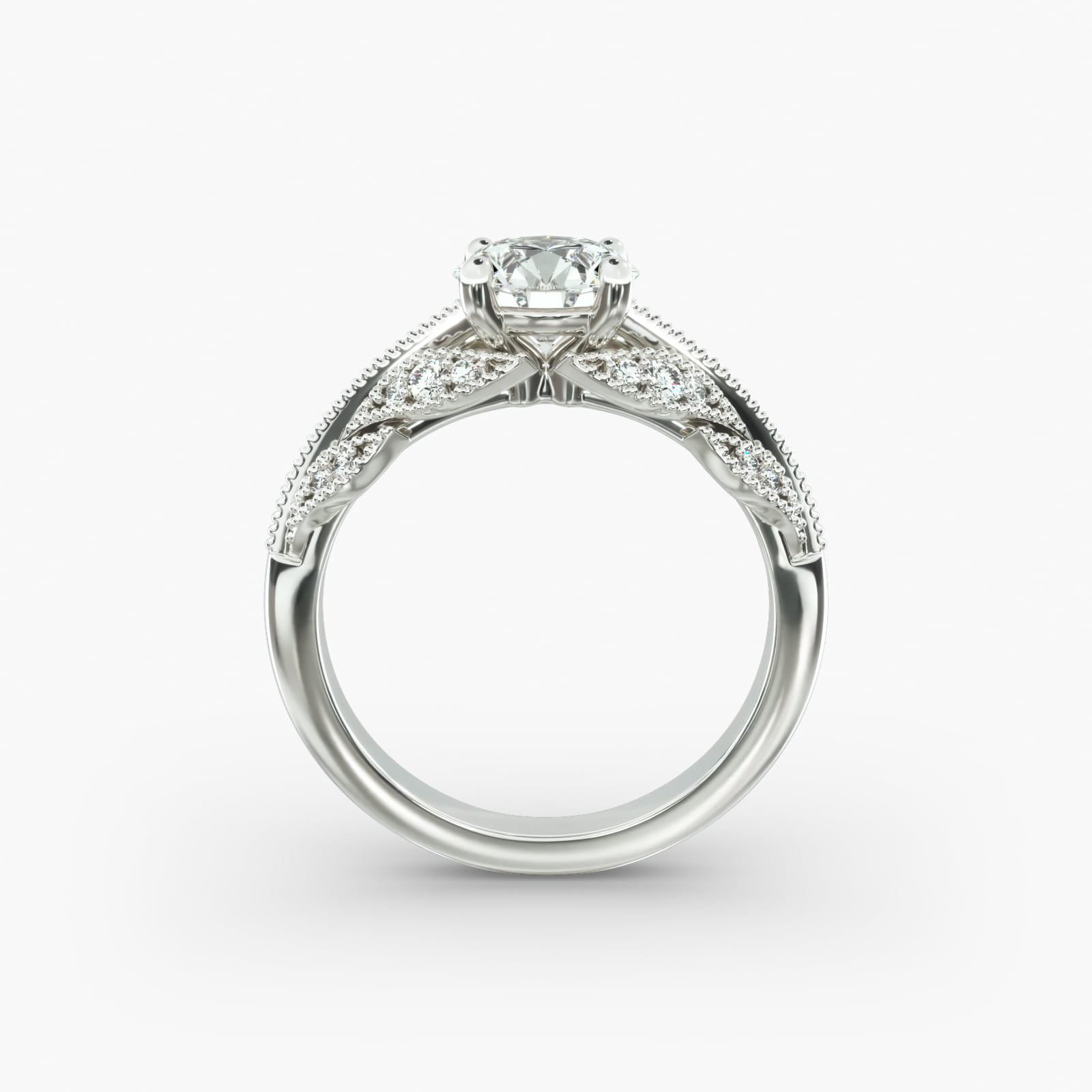 Floral Bouquet Vintage-Style Engagement Ring In Platinum