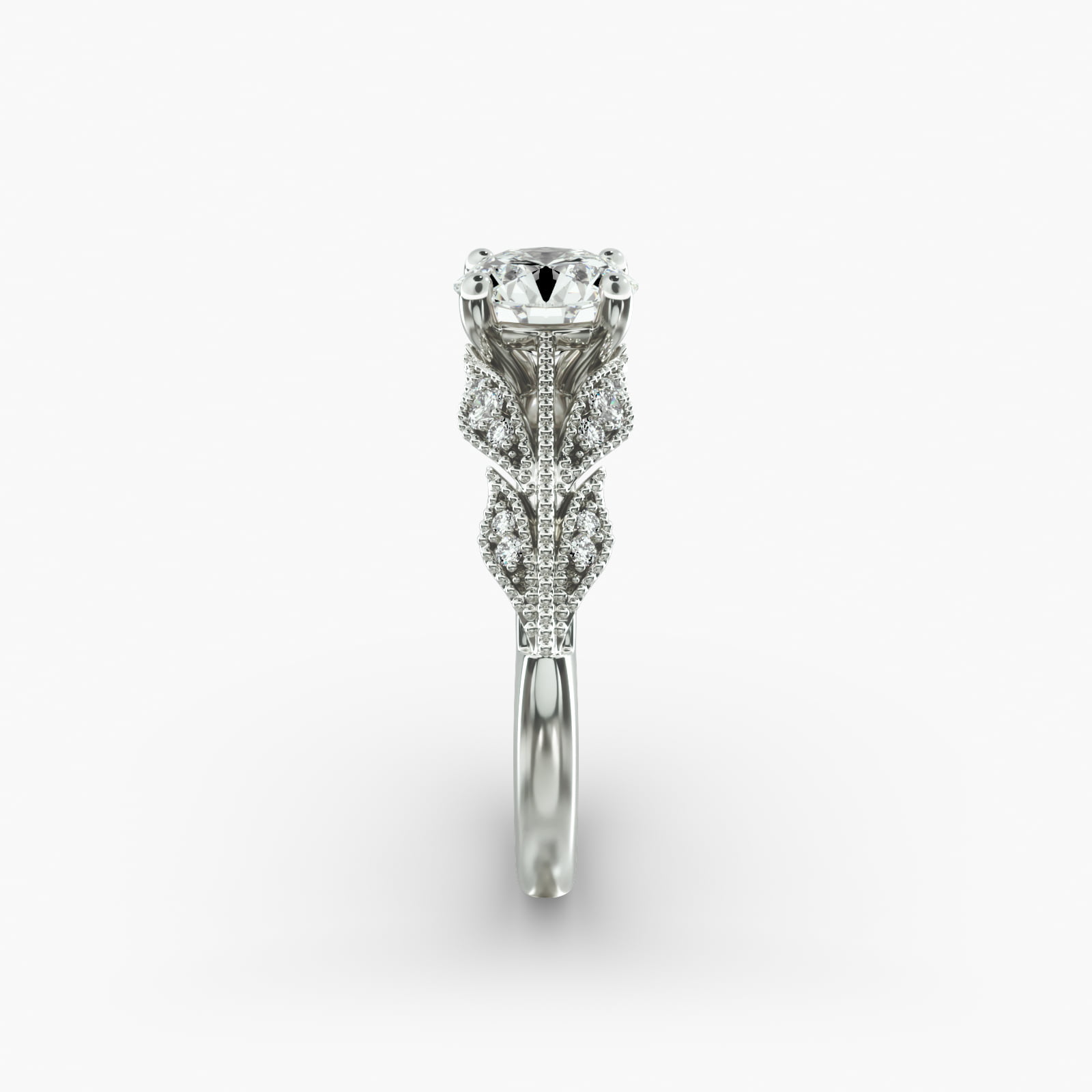 Floral Bouquet Vintage-Style Engagement Ring In Platinum