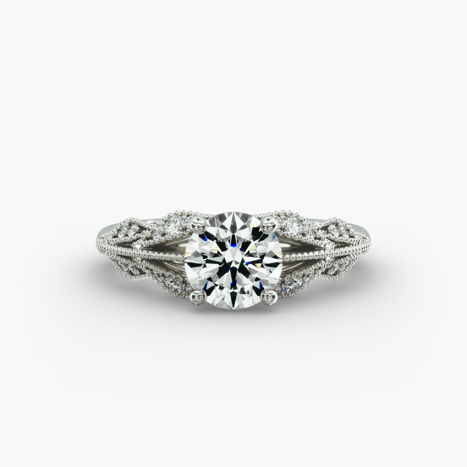 Floral Bouquet Vintage-Style Engagement Ring In Platinum