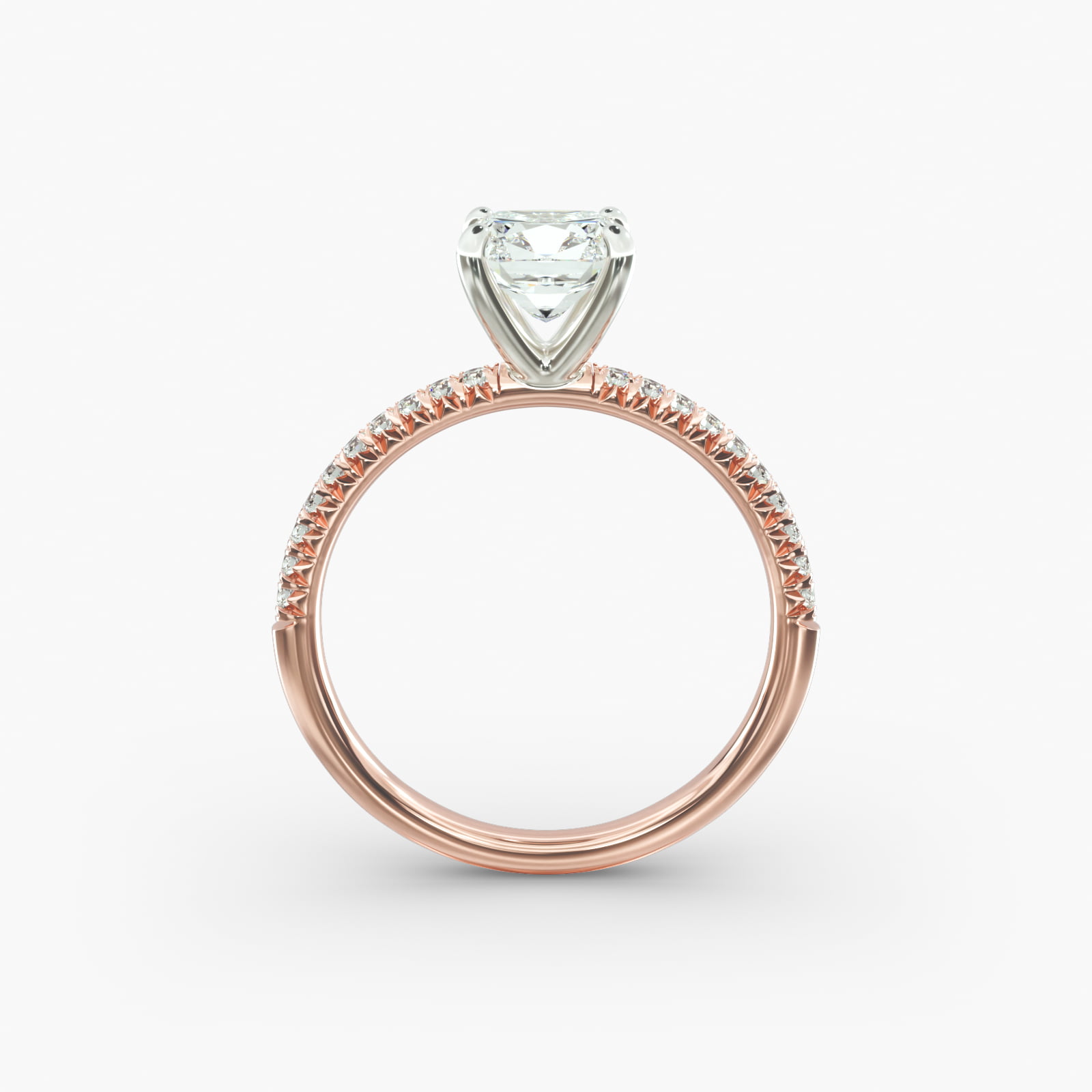 Petite Pavé Diamond Engagement Ring In 14K Rose Gold