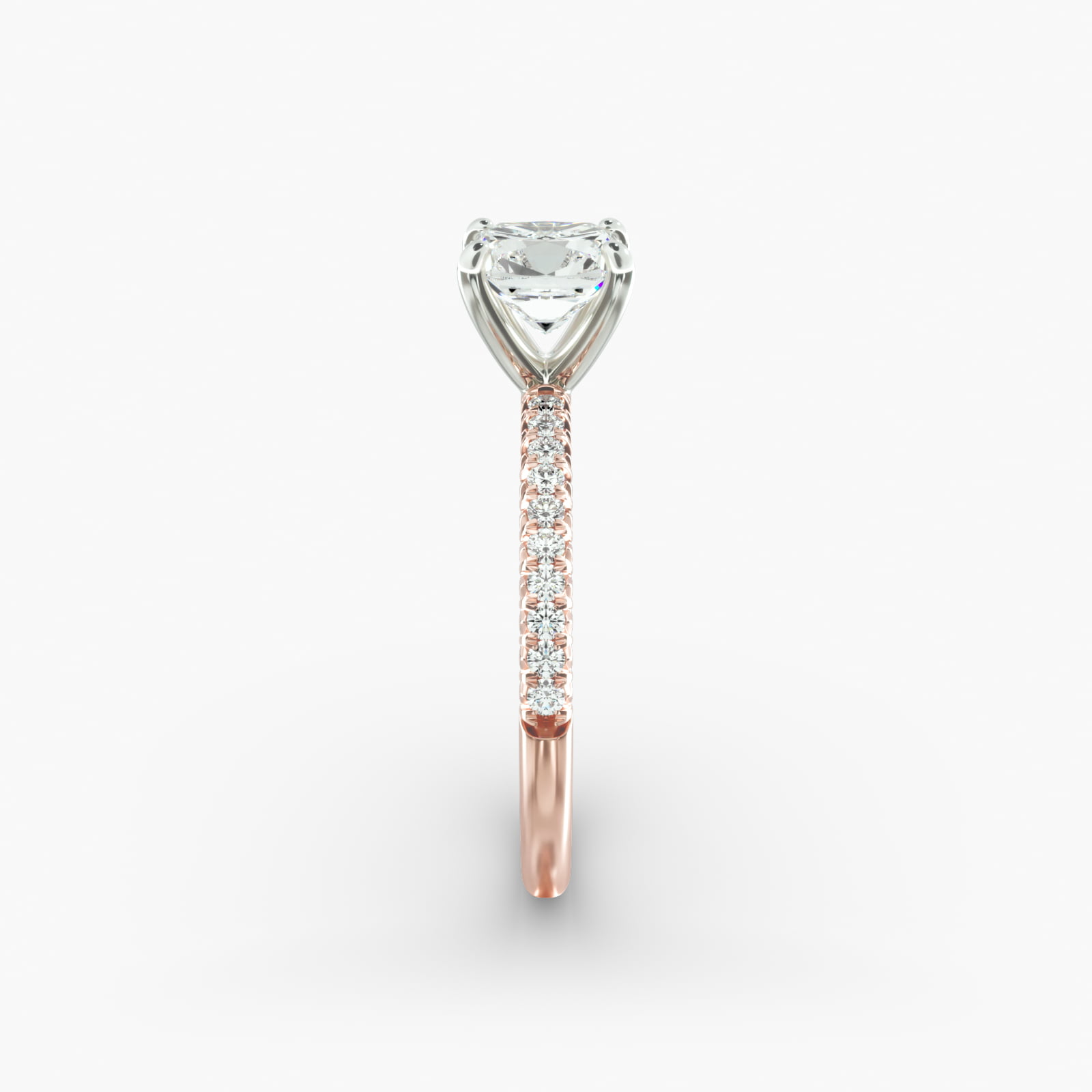 Petite Pavé Diamond Engagement Ring In 14K Rose Gold