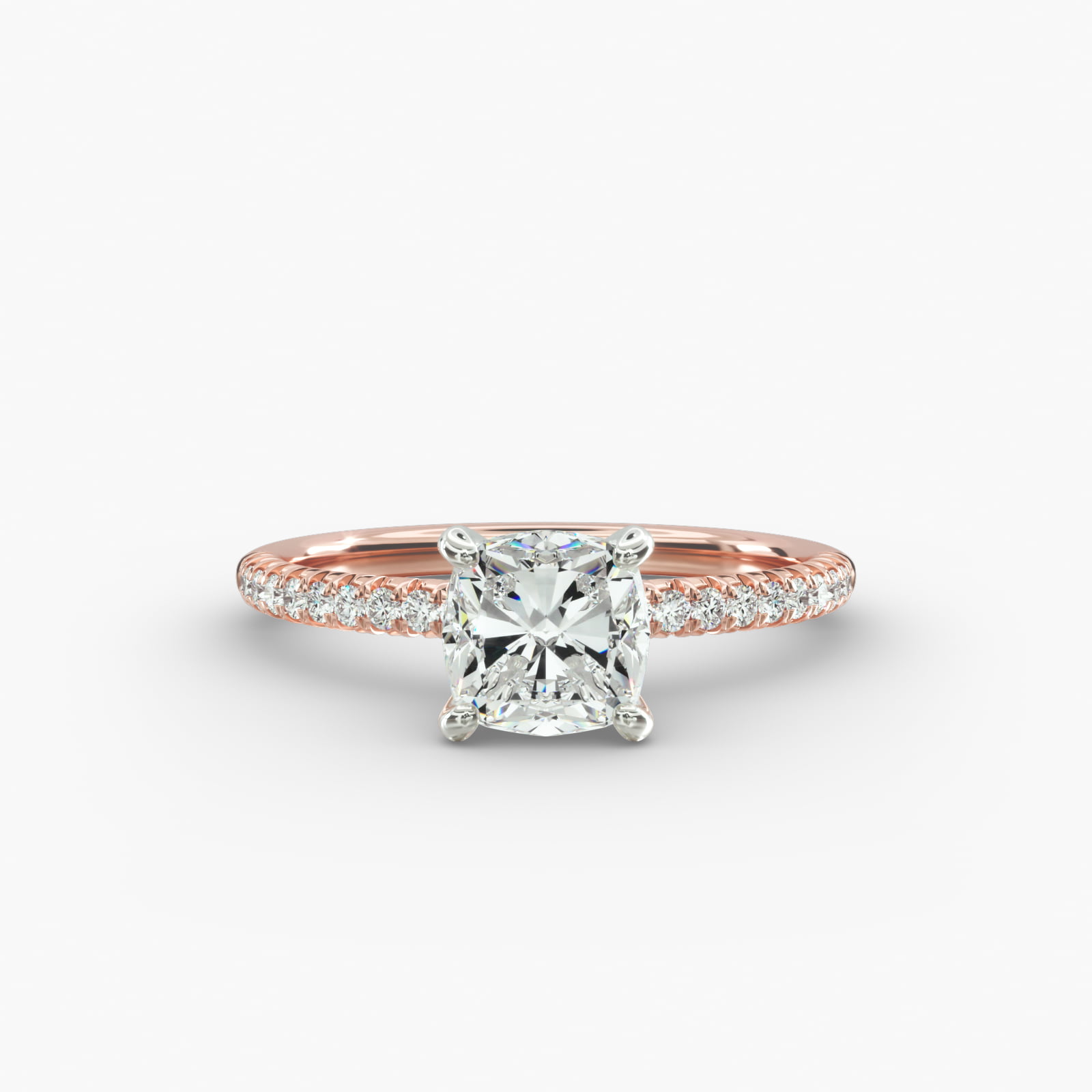 Petite Pavé Diamond Engagement Ring In 14K Rose Gold