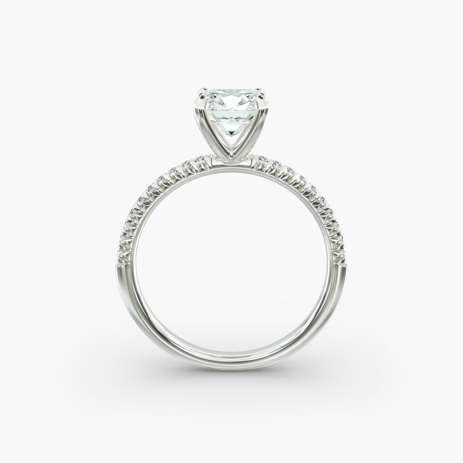 Petite Pavé Diamond Engagement Ring In 14K White Gold