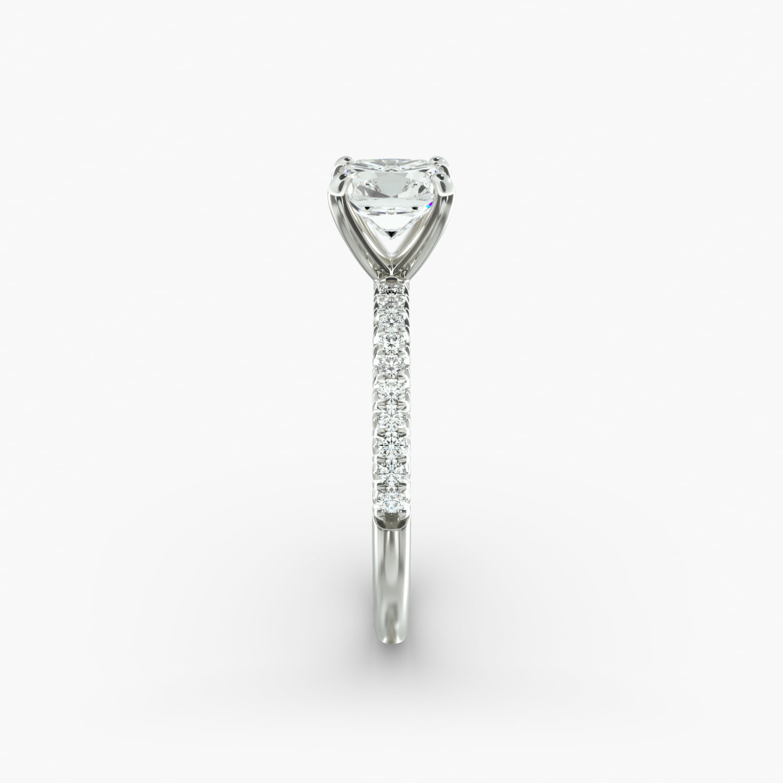 Petite Pavé Diamond Engagement Ring In 14K White Gold