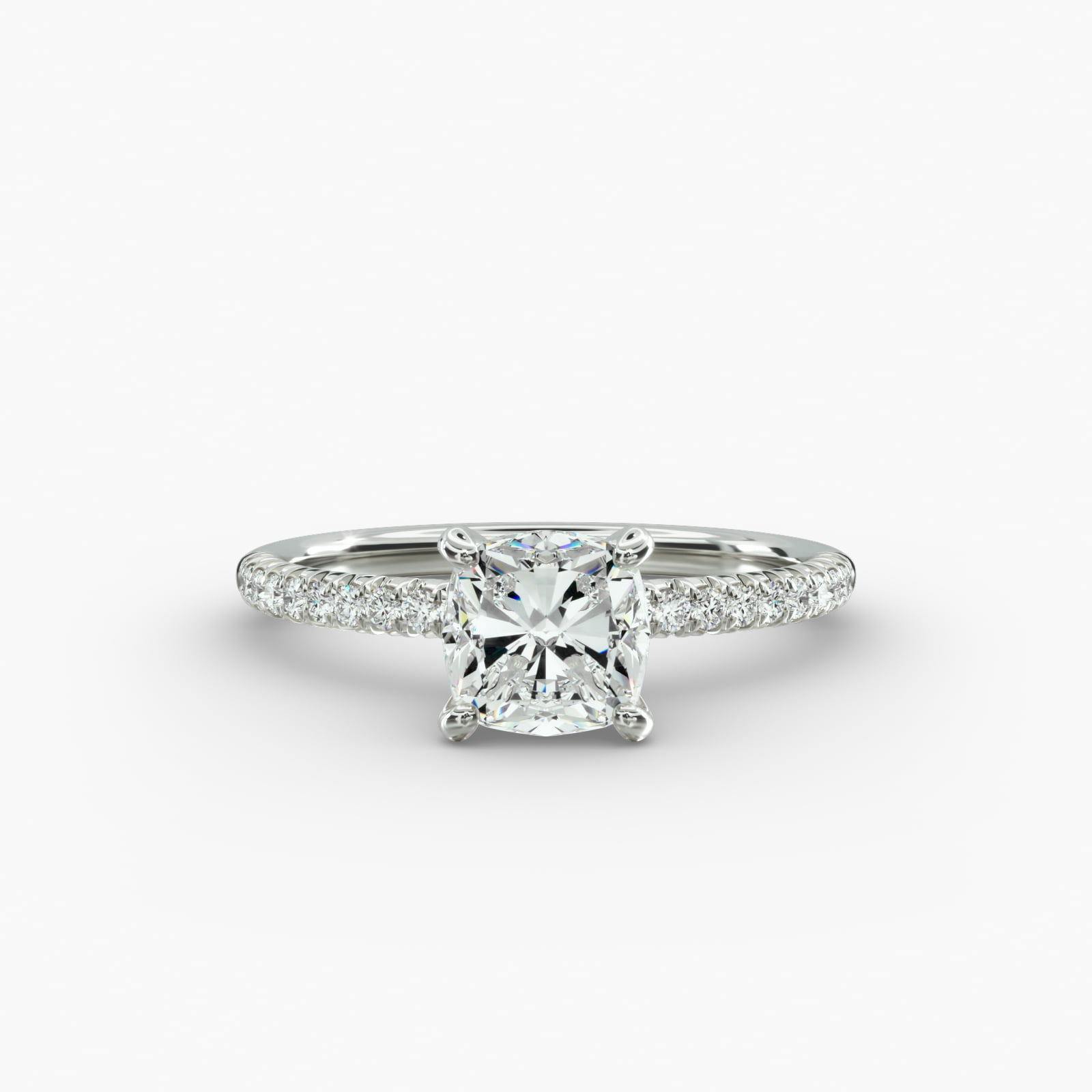 Petite Pavé Diamond Engagement Ring In 14K White Gold