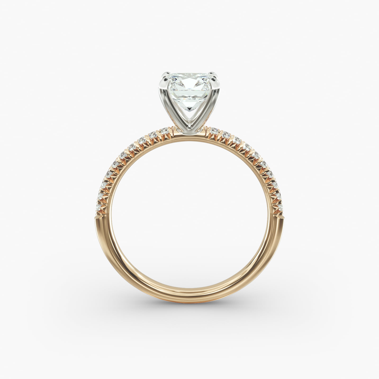 Petite Pavé Diamond Engagement Ring In 14K Yellow Gold
