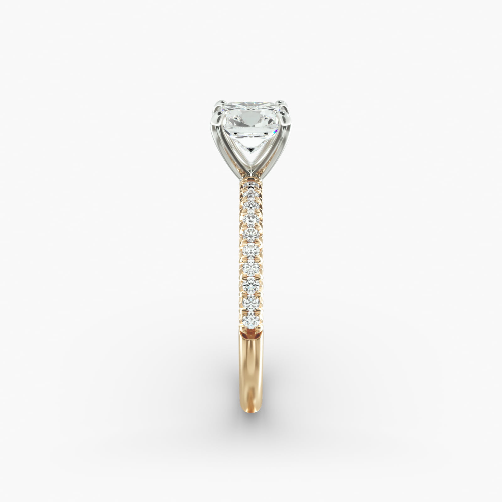 Petite Pavé Diamond Engagement Ring In 14K Yellow Gold