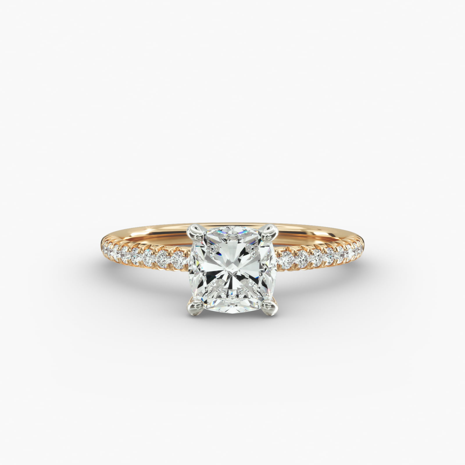 Petite Pavé Diamond Engagement Ring In 14K Yellow Gold