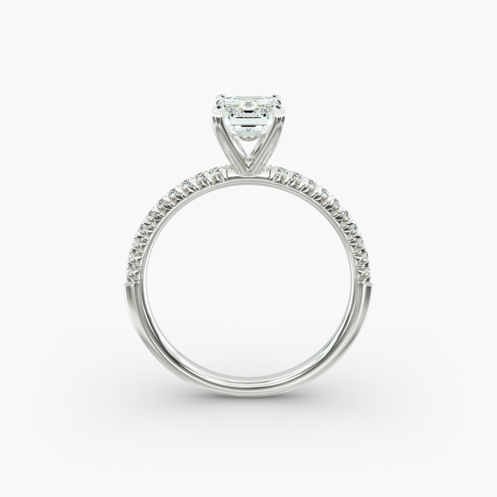 Petite Pavé Diamond Engagement Ring In 14K White Gold