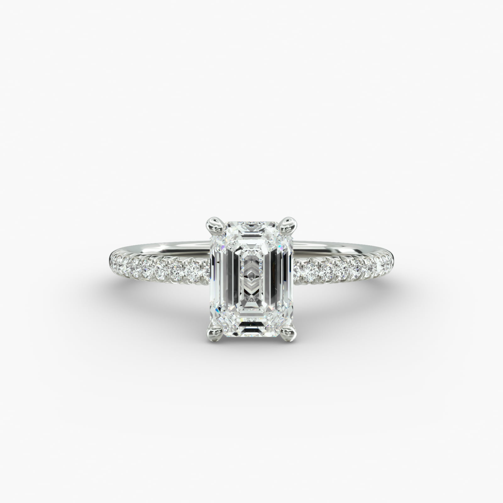 Petite Pavé Diamond Engagement Ring In 14K White Gold
