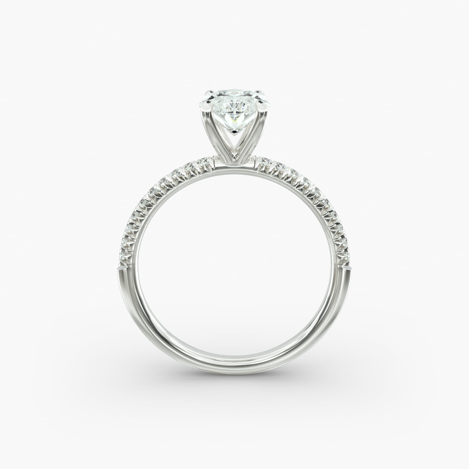 Petite Pavé Diamond Engagement Ring In 18K White Gold