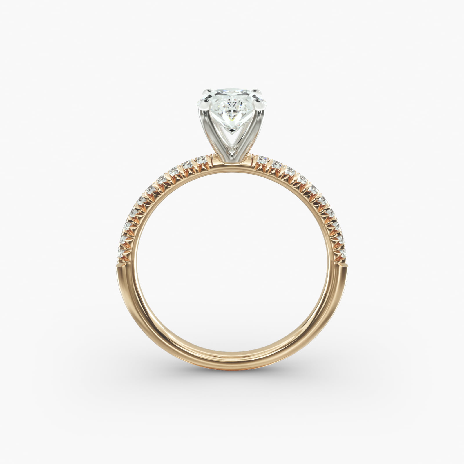 Petite Pavé Diamond Engagement Ring In 14K Yellow Gold