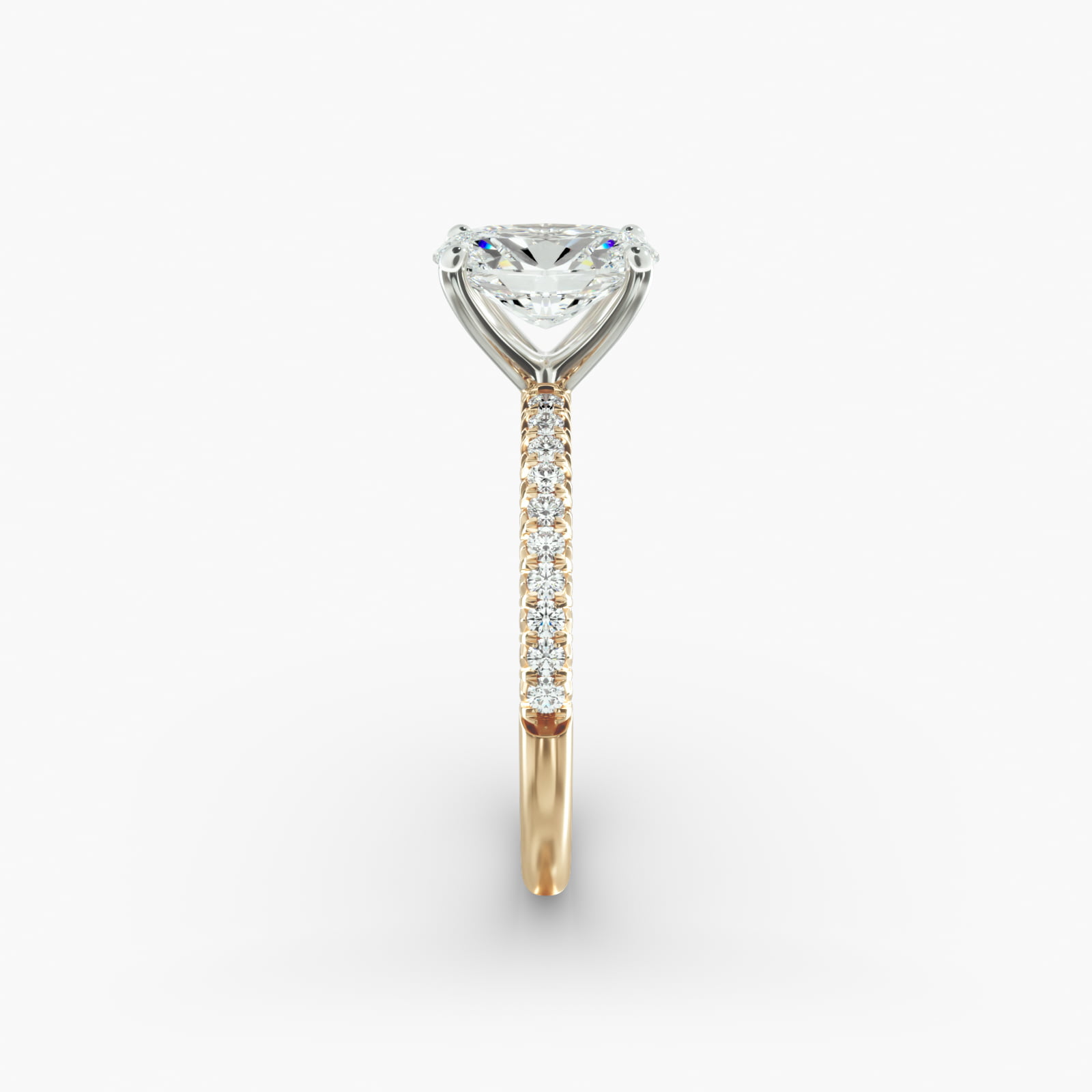 Petite Pavé Diamond Engagement Ring In 14K Yellow Gold