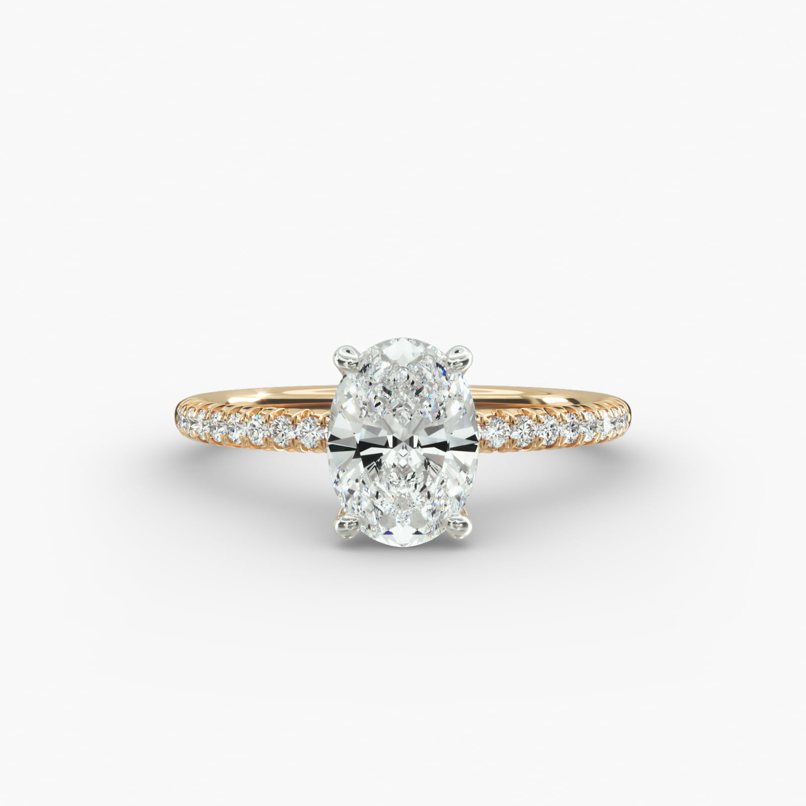 Petite Pavé Diamond Engagement Ring In 14K Yellow Gold