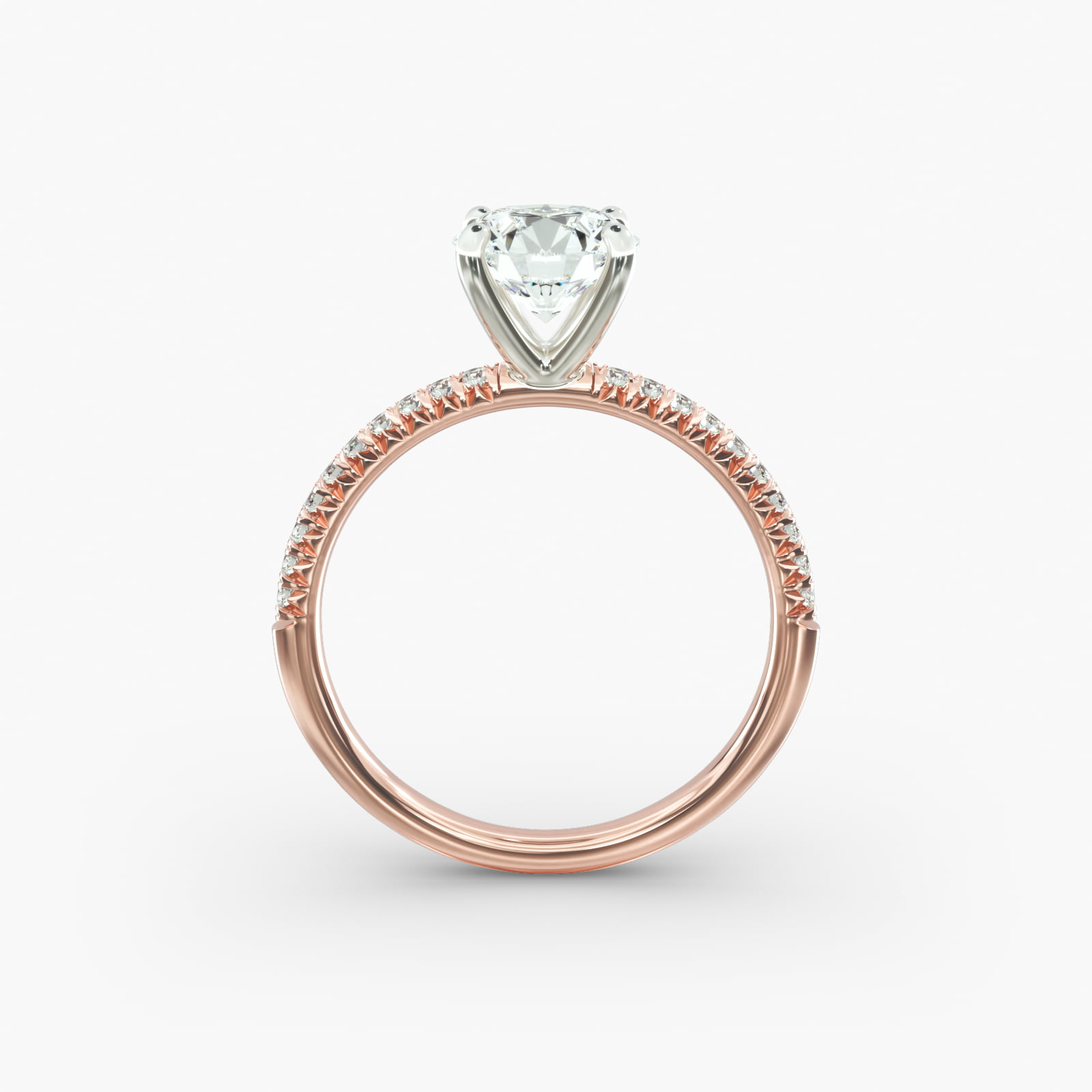 Petite Pavé Diamond Engagement Ring In 14K Rose Gold