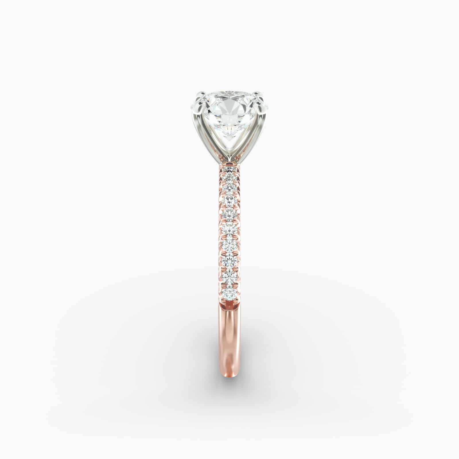 Petite Pavé Diamond Engagement Ring In 14K Rose Gold