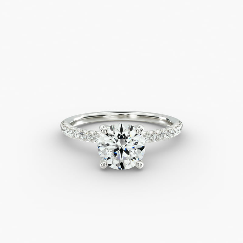 Petite Pavé Diamond Engagement Ring In 14K White Gold