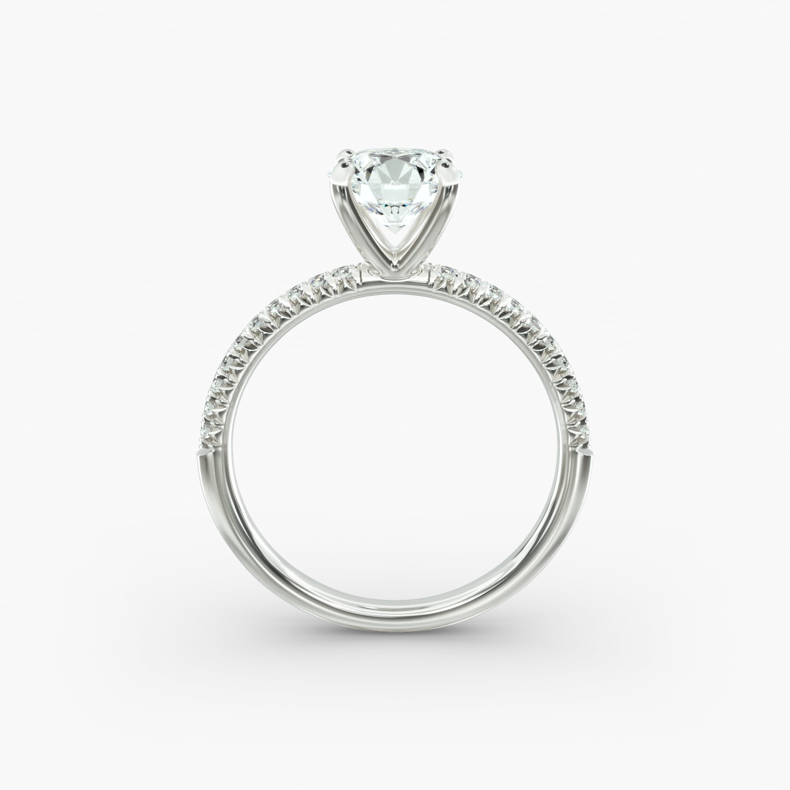 Petite Pavé Diamond Engagement Ring In 14K White Gold