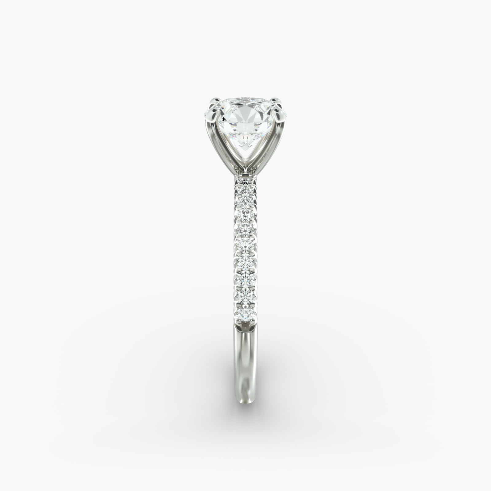 Petite Pavé Diamond Engagement Ring In 14K White Gold