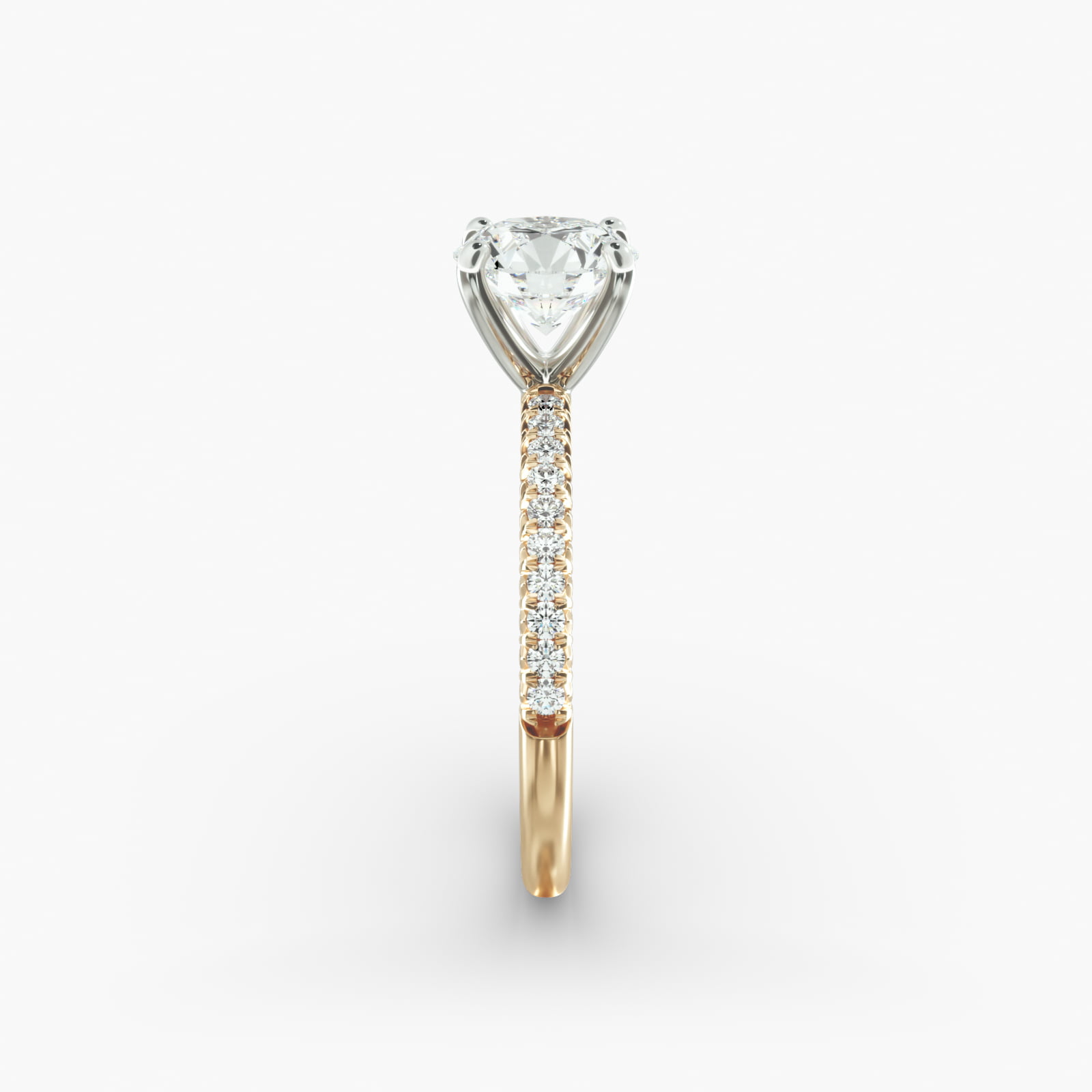 Petite Pavé Diamond Engagement Ring In 14K Yellow Gold
