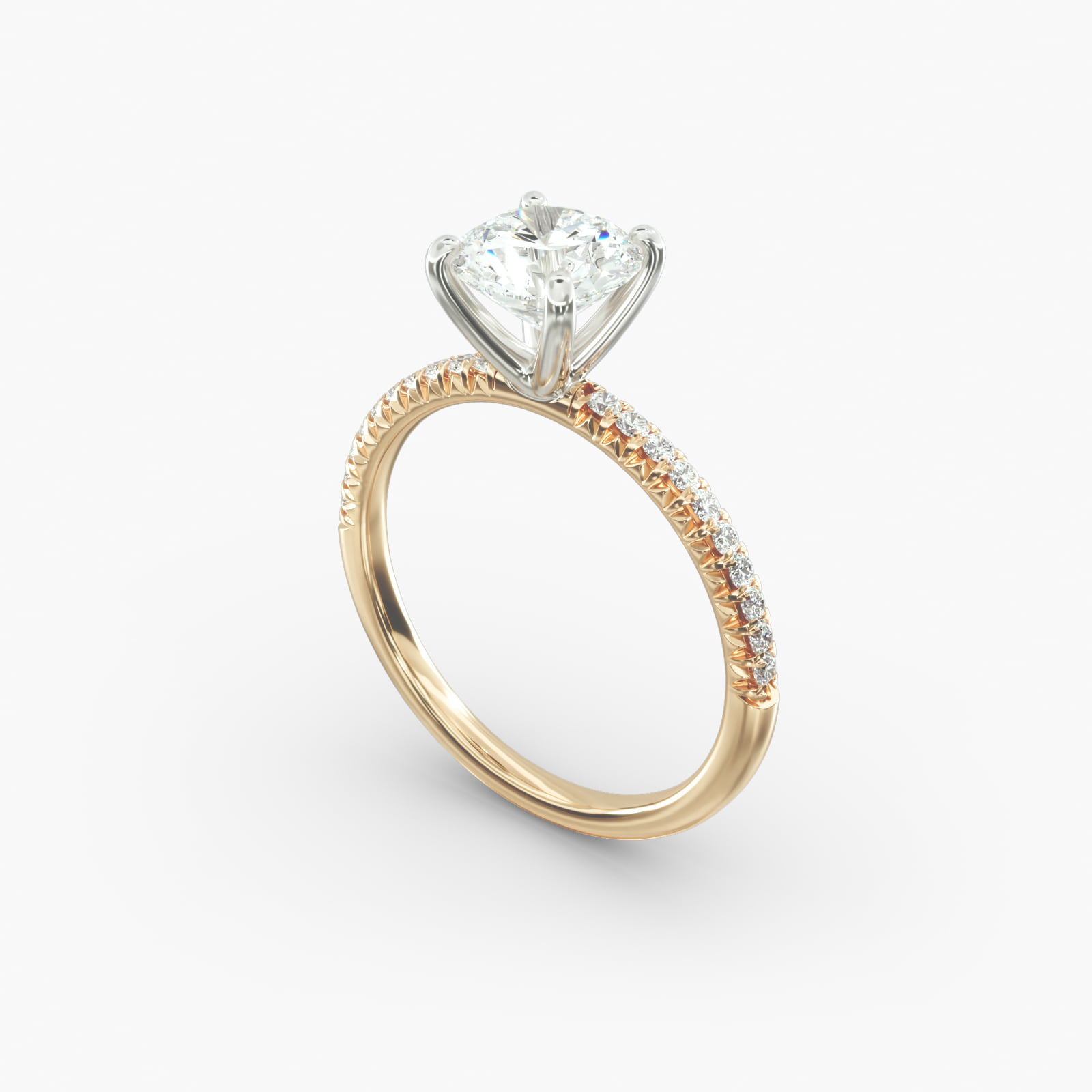 Petite Pavé Diamond Engagement Ring In 14K Yellow Gold-17645y14 - Main Image