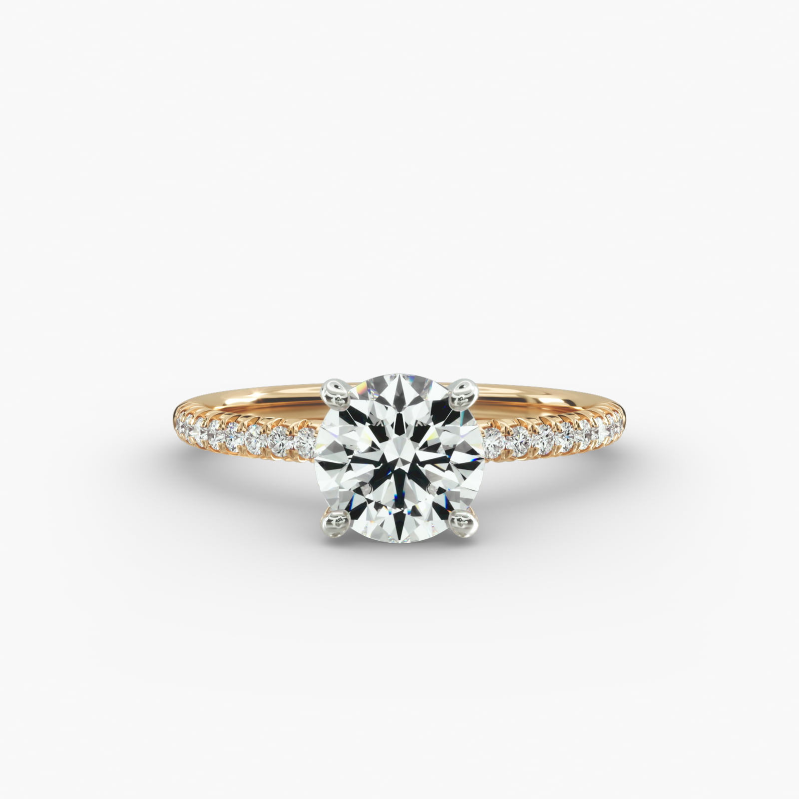 Petite Pavé Diamond Engagement Ring In 14K Yellow Gold