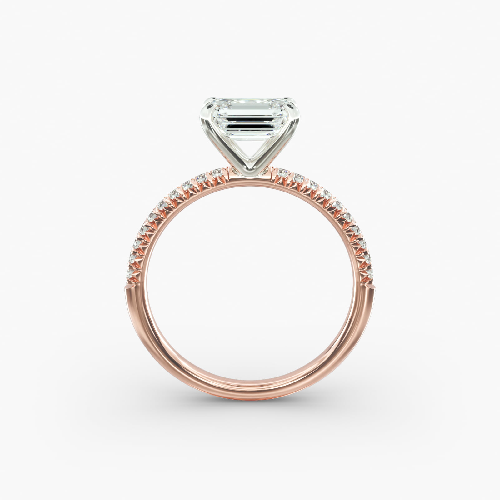 East West Petite Pavé Diamond Engagement Ring In 14K Rose Gold